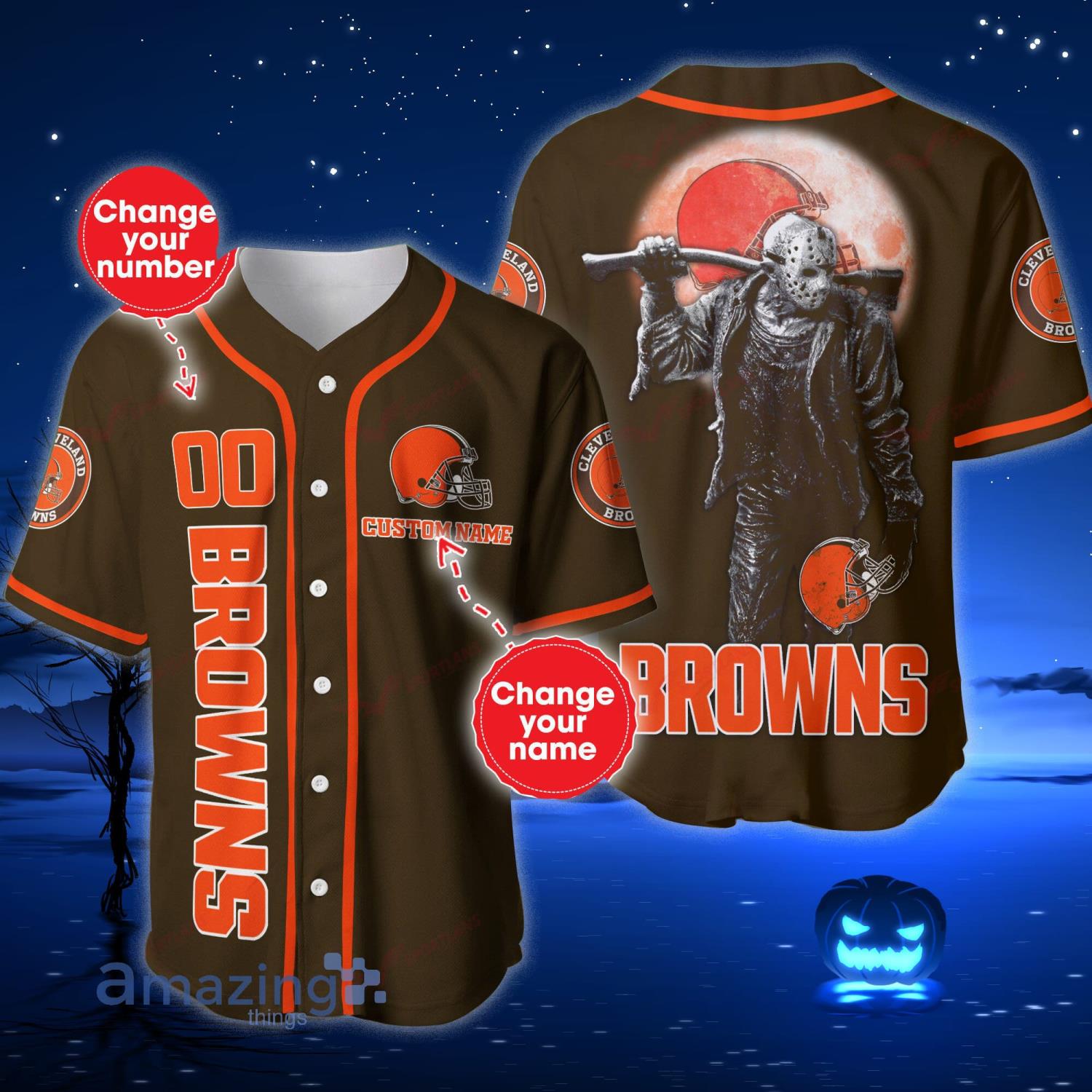Cleveland Browns T shirt 3D Halloween Horror For Men And Women