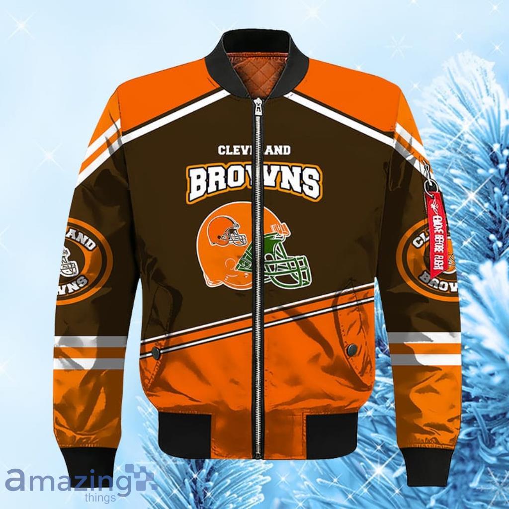 Cleveland Browns NFL Orange Brown Unisex Bomber Jacket - G Fanatics