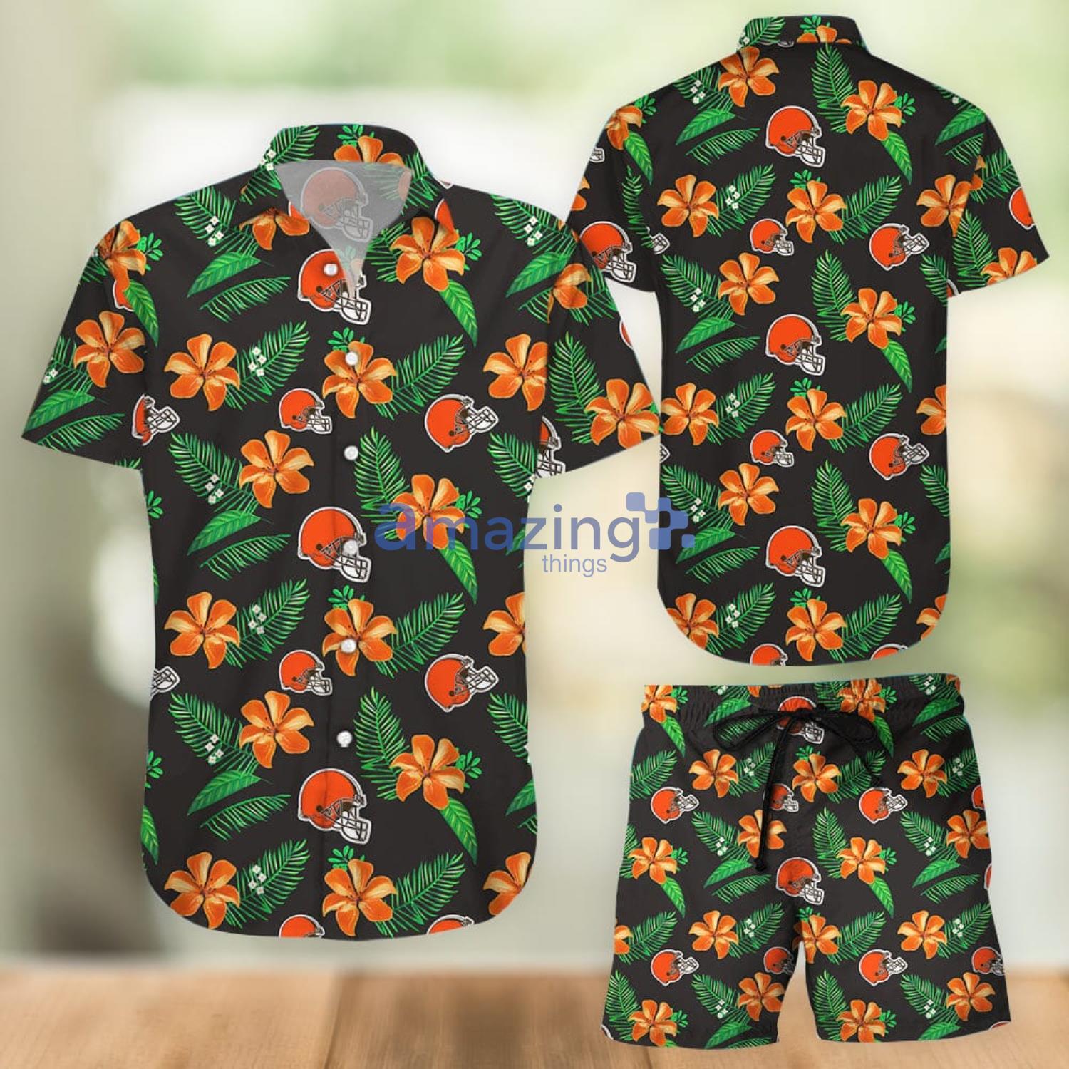 Cleveland Browns Flowery Brown Hawaiian Shirt And Short - Tagotee