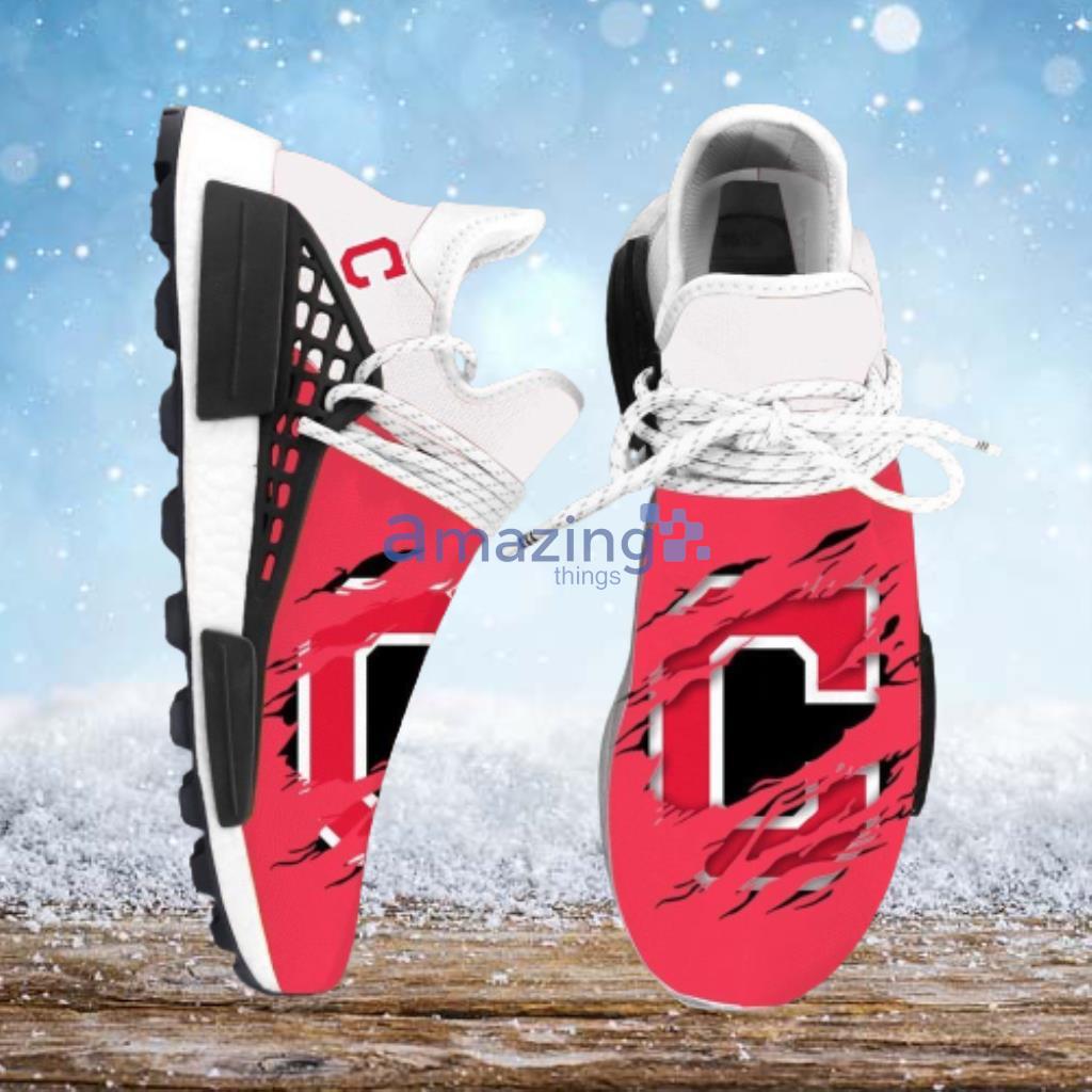 Cleveland Indians MLB NMD Human Race Shoes Sneakers - Cleveland Indians MLB NMD Human Race Shoes Sneakers