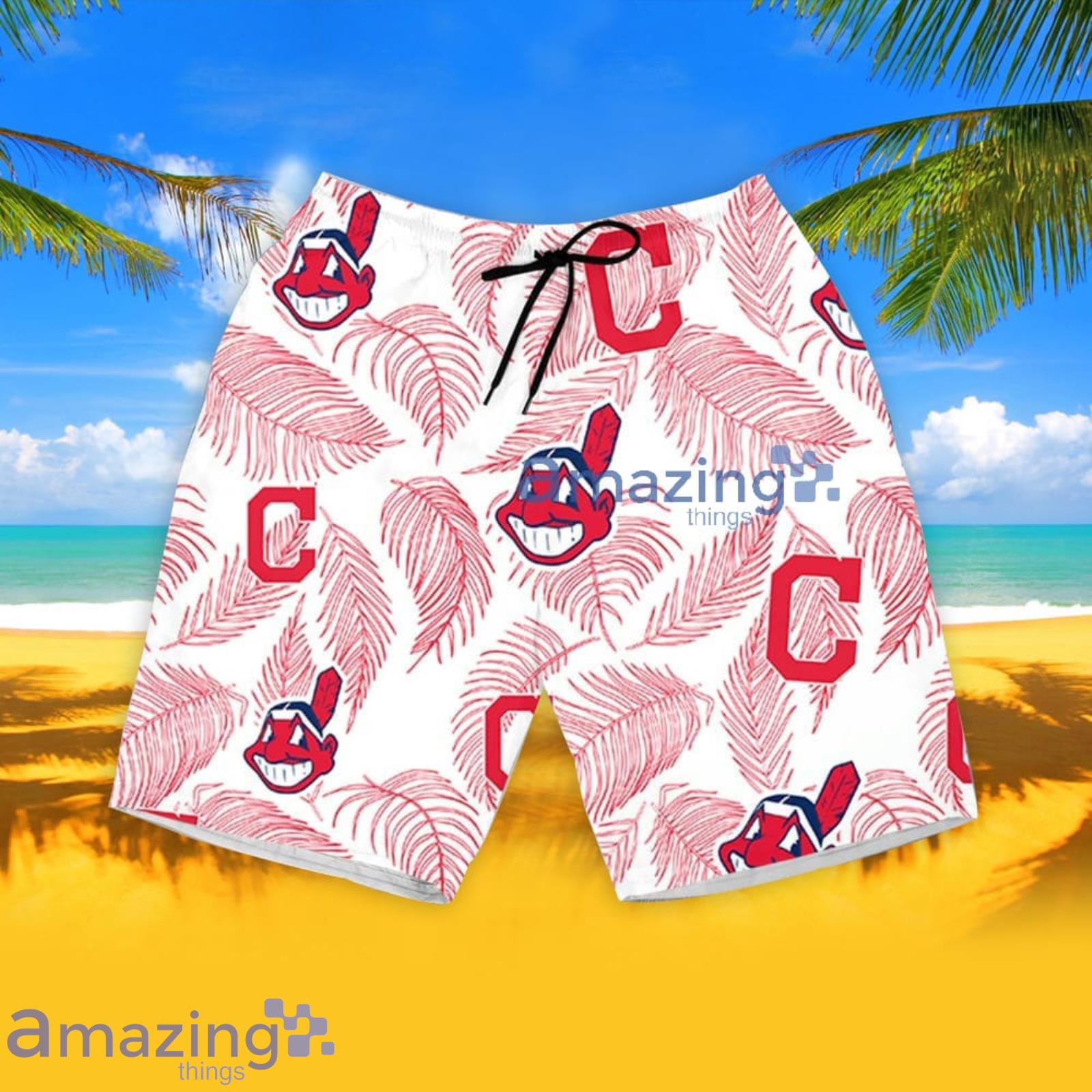 Cleveland Indians Hawaiian Shirt Sketch Palm Leaves Pattern