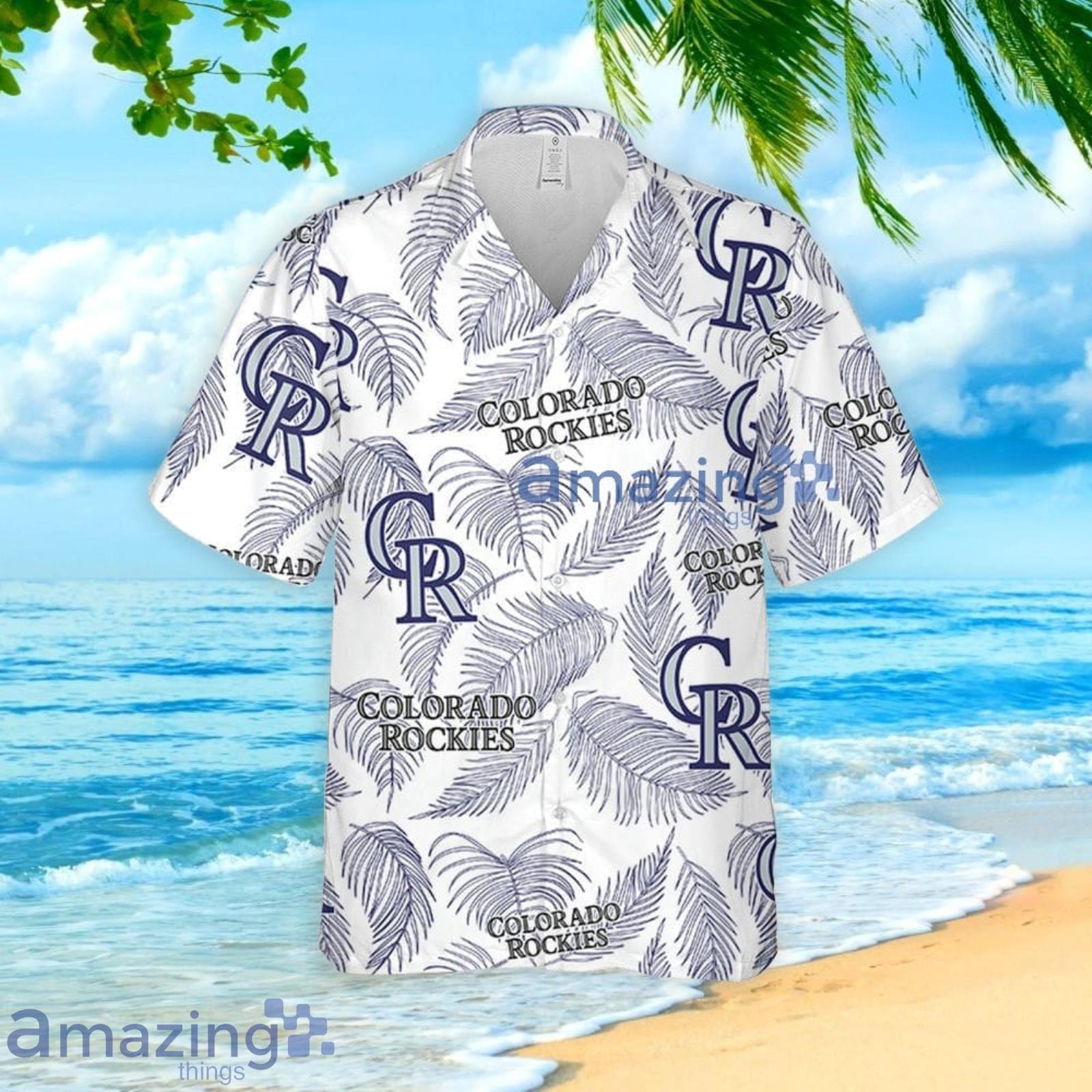 Colorado Rockies Sketch Palm Leaves Seamless Pattern Hawaiian Shirt And Shorts Summer Gift For Rockies Fans image Colorado Rockies Sketch Palm Leaves Seamless Pattern Hawaiian Shirt And Shorts Summer Gift For Rockies Fans Product Photo 2