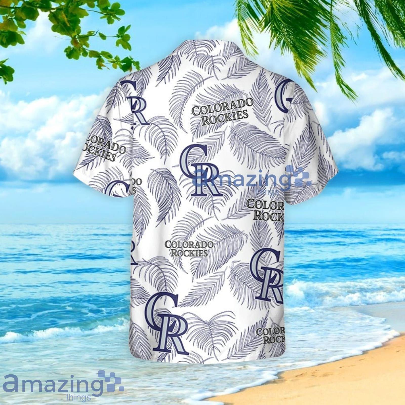 Colorado Rockies Sketch Palm Leaves Seamless Pattern Hawaiian Shirt And Shorts Summer Gift For Rockies Fans image Colorado Rockies Sketch Palm Leaves Seamless Pattern Hawaiian Shirt And Shorts Summer Gift For Rockies Fans Product Photo 3