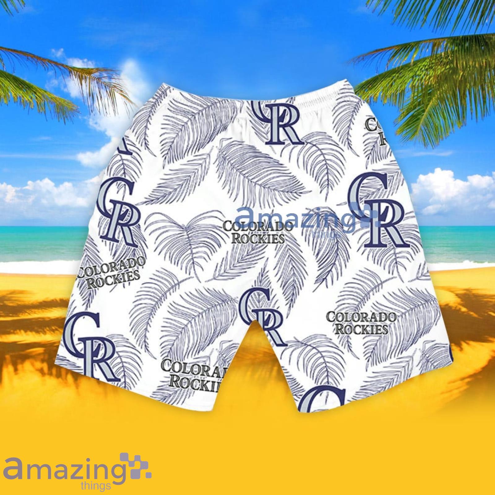 Colorado Rockies Sketch Palm Leaves Seamless Pattern Hawaiian Shirt And Shorts Summer Gift For Rockies Fans image Colorado Rockies Sketch Palm Leaves Seamless Pattern Hawaiian Shirt And Shorts Summer Gift For Rockies Fans Product Photo 6