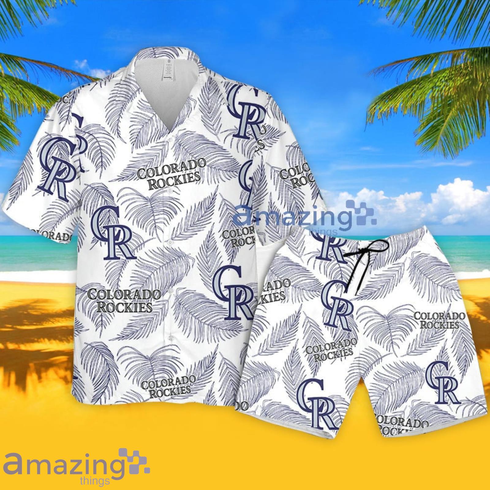 Colorado Rockies Sketch Palm Leaves Seamless Pattern Hawaiian Shirt And Shorts Summer Gift For Rockies Fans Product Photo 1 Colorado Rockies Sketch Palm Leaves Seamless Pattern Hawaiian Shirt And Shorts Summer Gift For Rockies Fans Product Photo 1