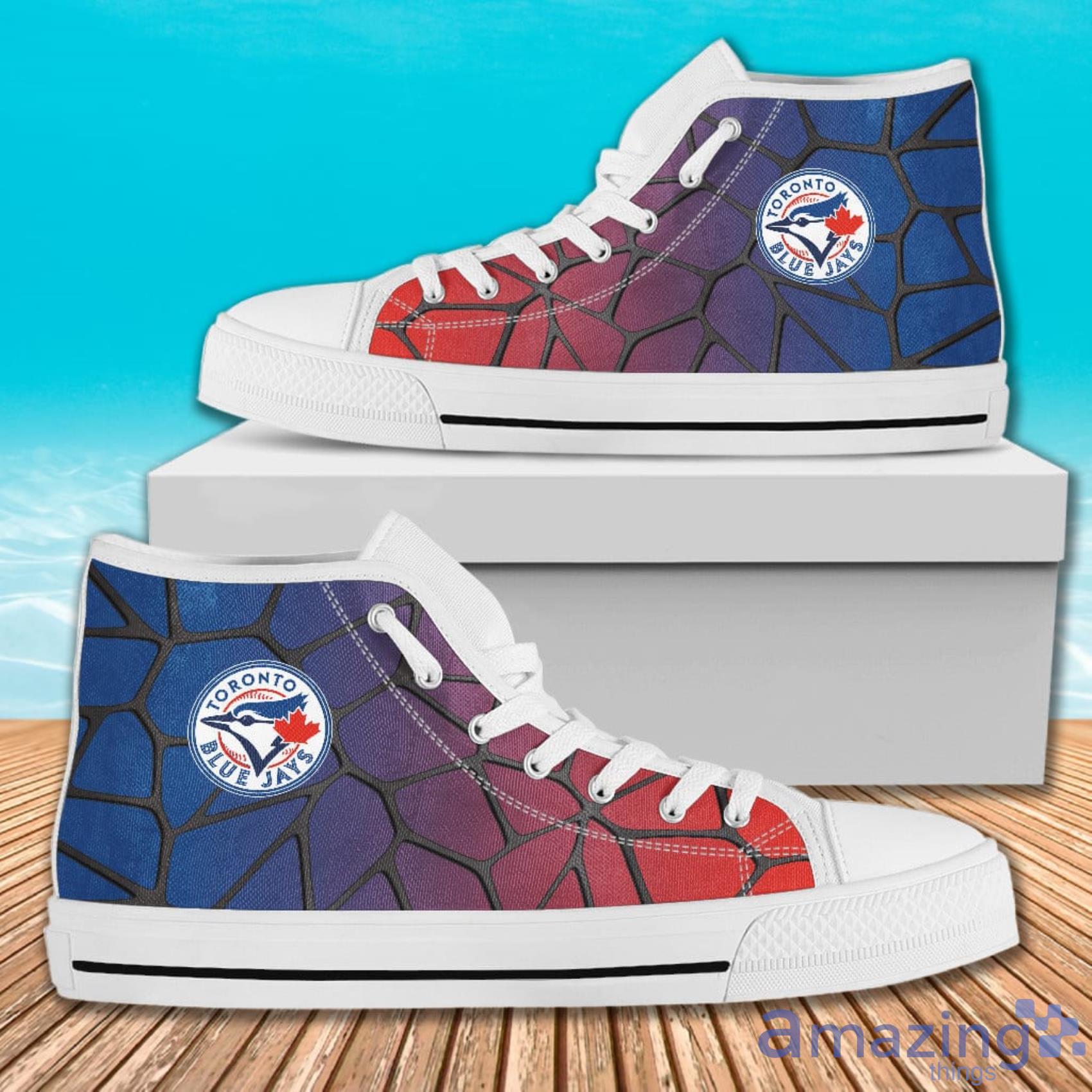 Colors Air Cushion Toronto Blue Jays Gradient AOP High Top Shoes For Men And Women image Colors Air Cushion Toronto Blue Jays Gradient AOP High Top Shoes For Men And Women Product Photo 2