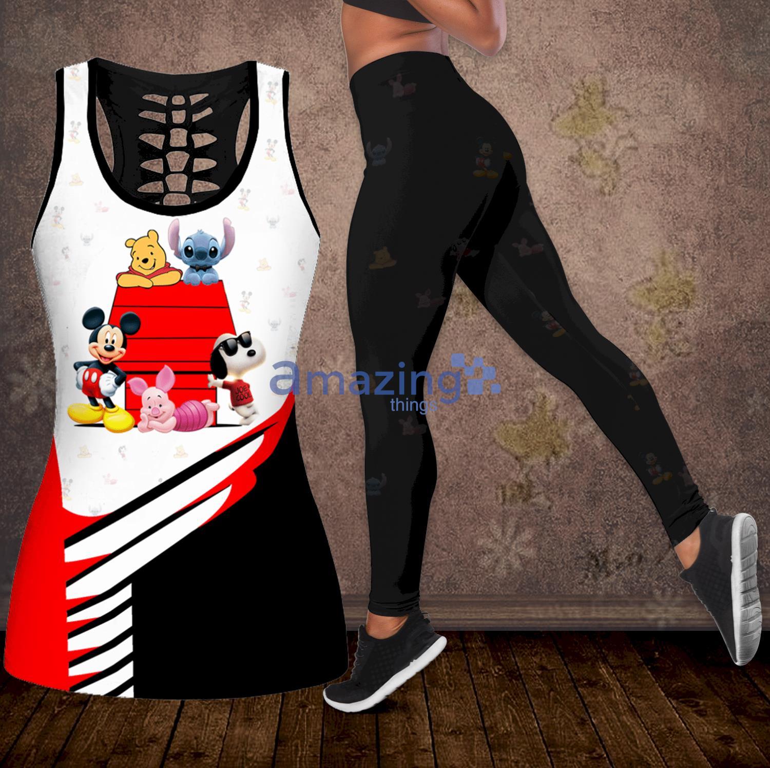 San Francisco 49Ers Snoopy Combo Hollow Tanktop And Leggings For Women