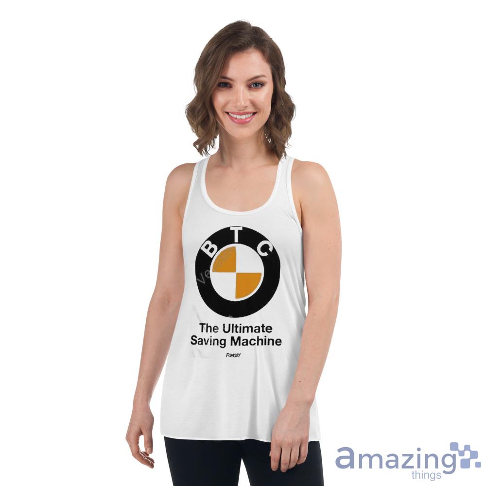 Cory Klippsten Wearing Btc The Ultimate Saving Machine Bitcoin Shirt For Men And Women image Cory Klippsten Wearing Btc The Ultimate Saving Machine Bitcoin Shirt For Men And Women - Womens Flowy Racerback Tank
