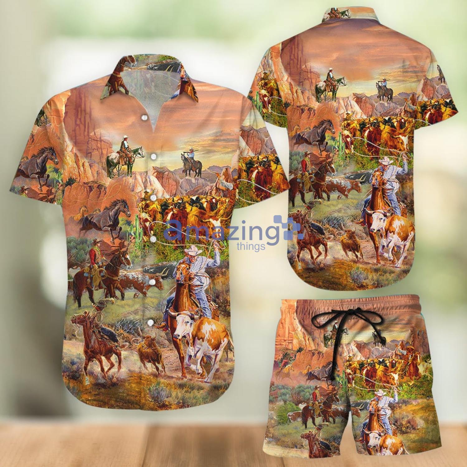 Cowboy Riding Love Life Cowboy Hawaiian Shirt And Shorts Gift For Summer Vacation Product Photo 1 Cowboy Riding Love Life Cowboy Hawaiian Shirt And Shorts Gift For Summer Vacation Product Photo 1