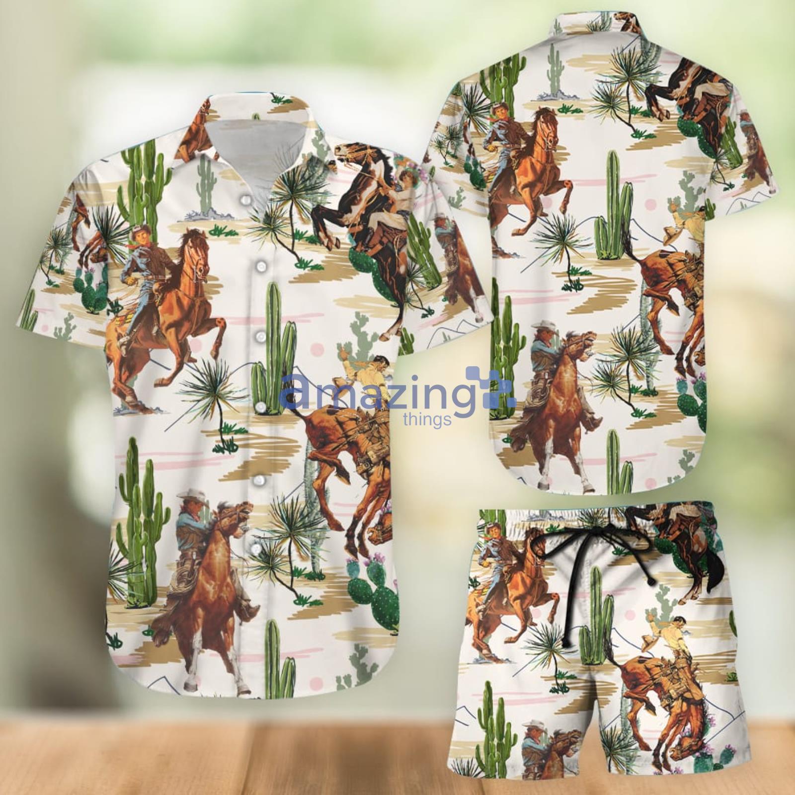 Cowboys Cactus Combo Hawaiian Shirt And Shorts Summer Set Holiday Gift For Men For Cowboys Product Photo 1