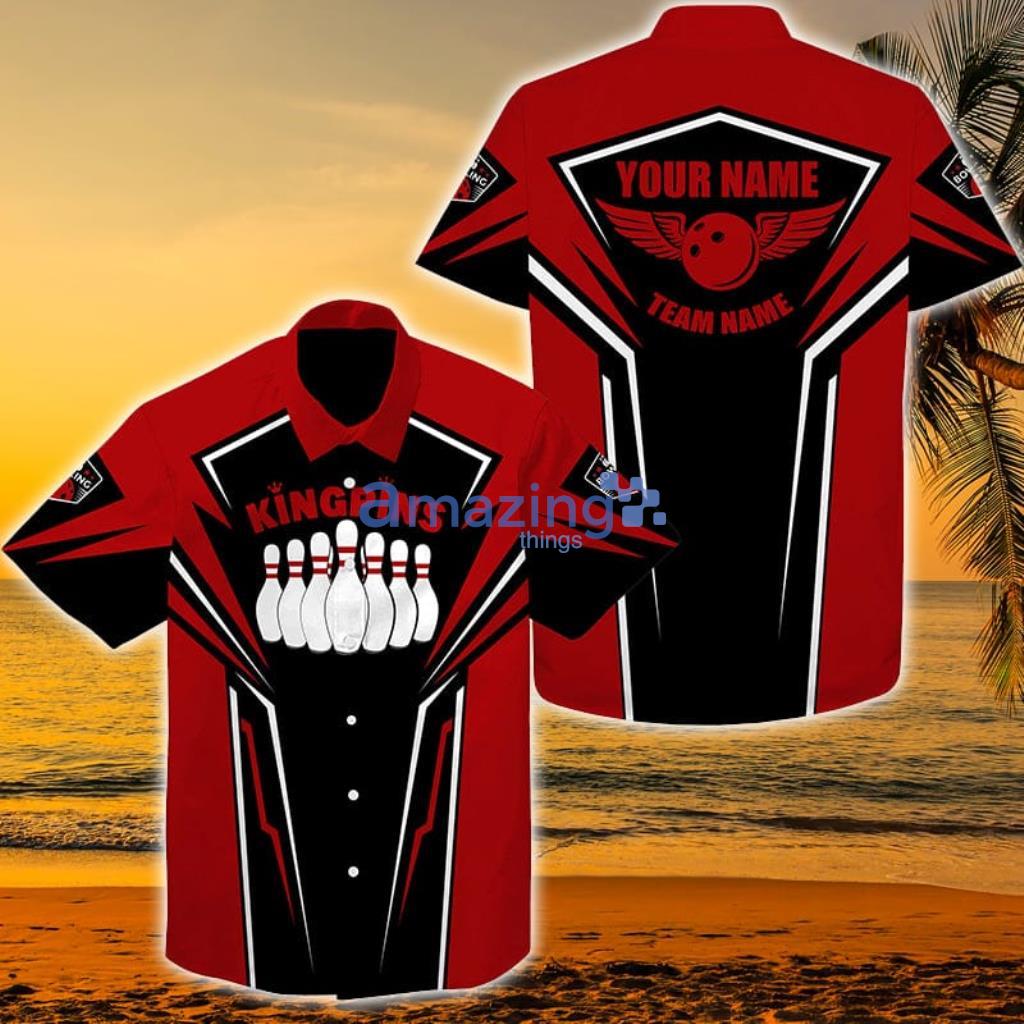 Custom Name And Team King Pins 3D Hawaiian Blue Bowling Shirts for Men and  Women - Freedomdesign