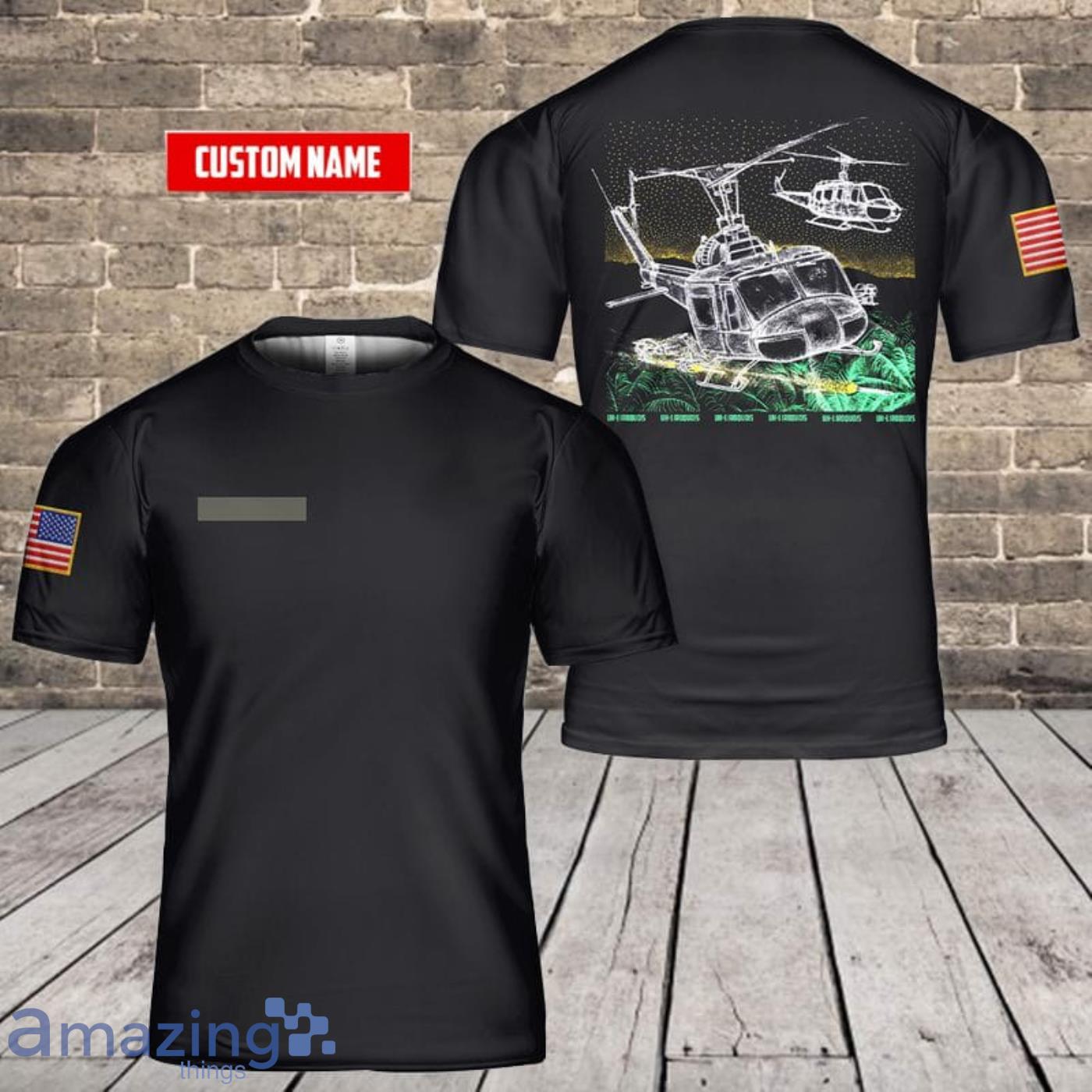 Custom Name Bell UH-1 Iroquois U.S Army 3D T-Shirt For Fans Product Photo 1 Custom Name Bell UH-1 Iroquois U.S Army 3D T-Shirt For Fans Product Photo 1