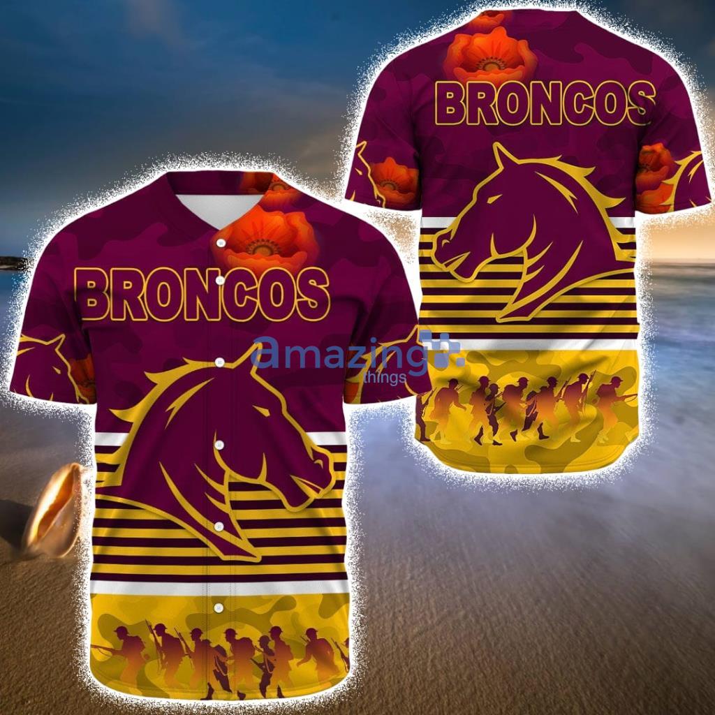 Custom Name Brisbane Broncos Anzac Day Limited Edition - Rugby Team Baseball Jerseys Shirt - Custom Name Brisbane Broncos Anzac Day Limited Edition - Rugby Team Baseball Jerseys Shirt
