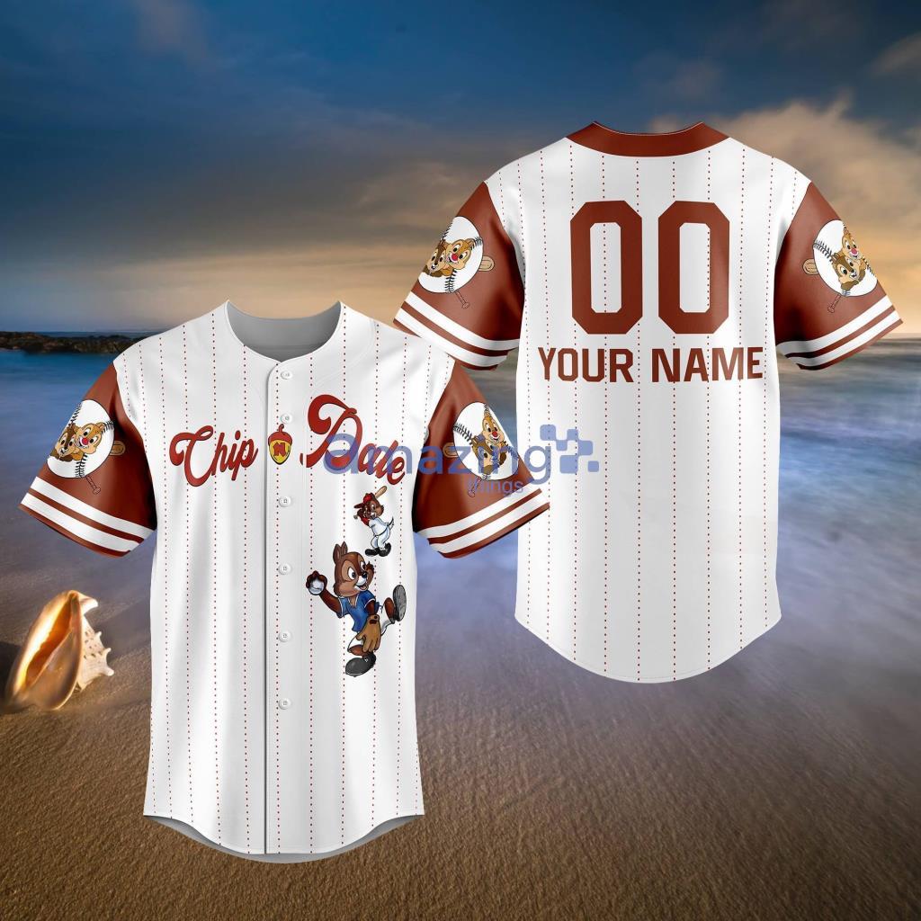Chip 'N' Dale Striped Brown Baseball Jersey Custom Name Disney Baseball  Jersey Men Women Short Sleeve Top Fashion Shirts