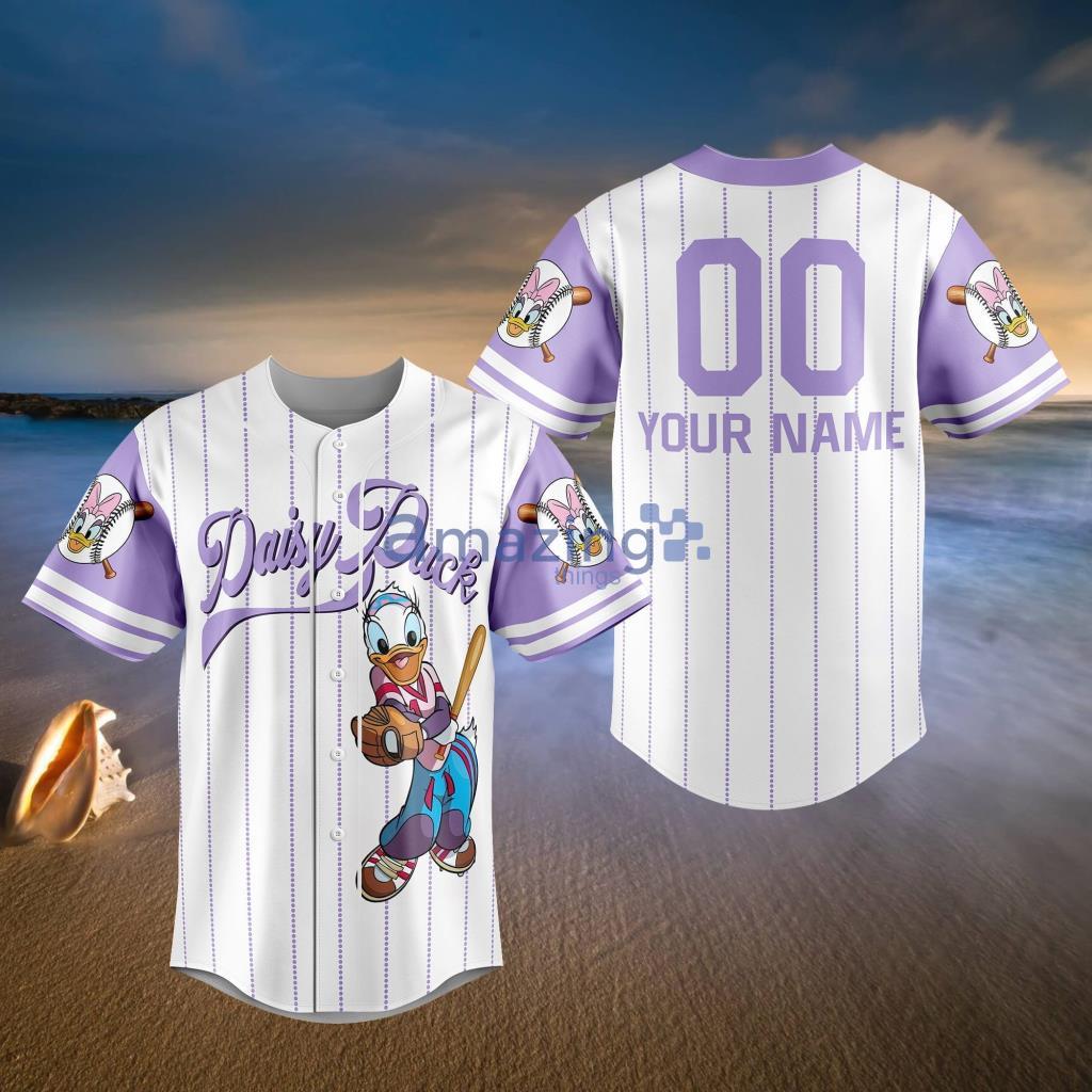 Daisy Duck Purple White Disney Cartoon Baseball Jersey Shirt