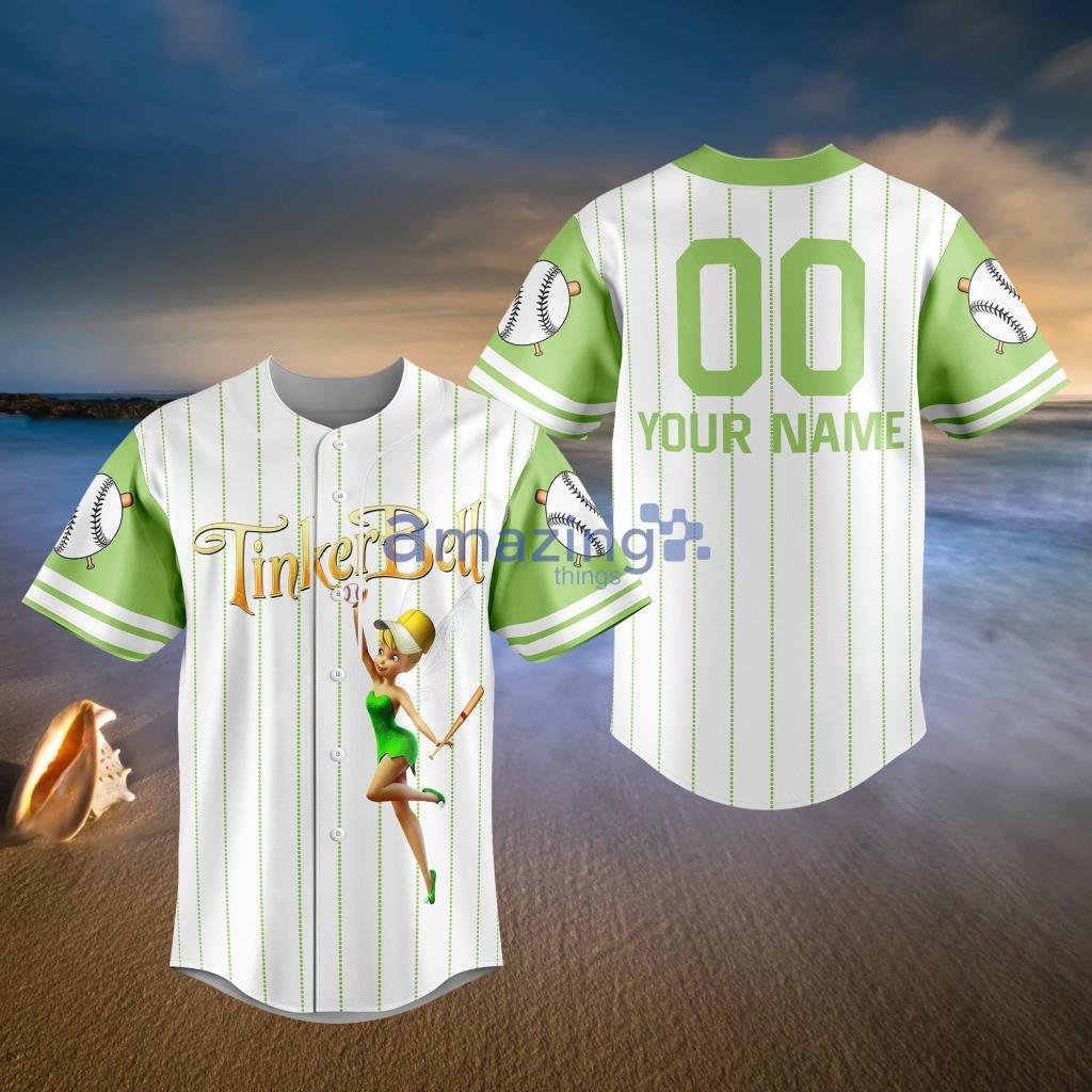 Personalized Tinker Bell Dark Green Yellow Baseball Jersey - T-shirts Low  Price