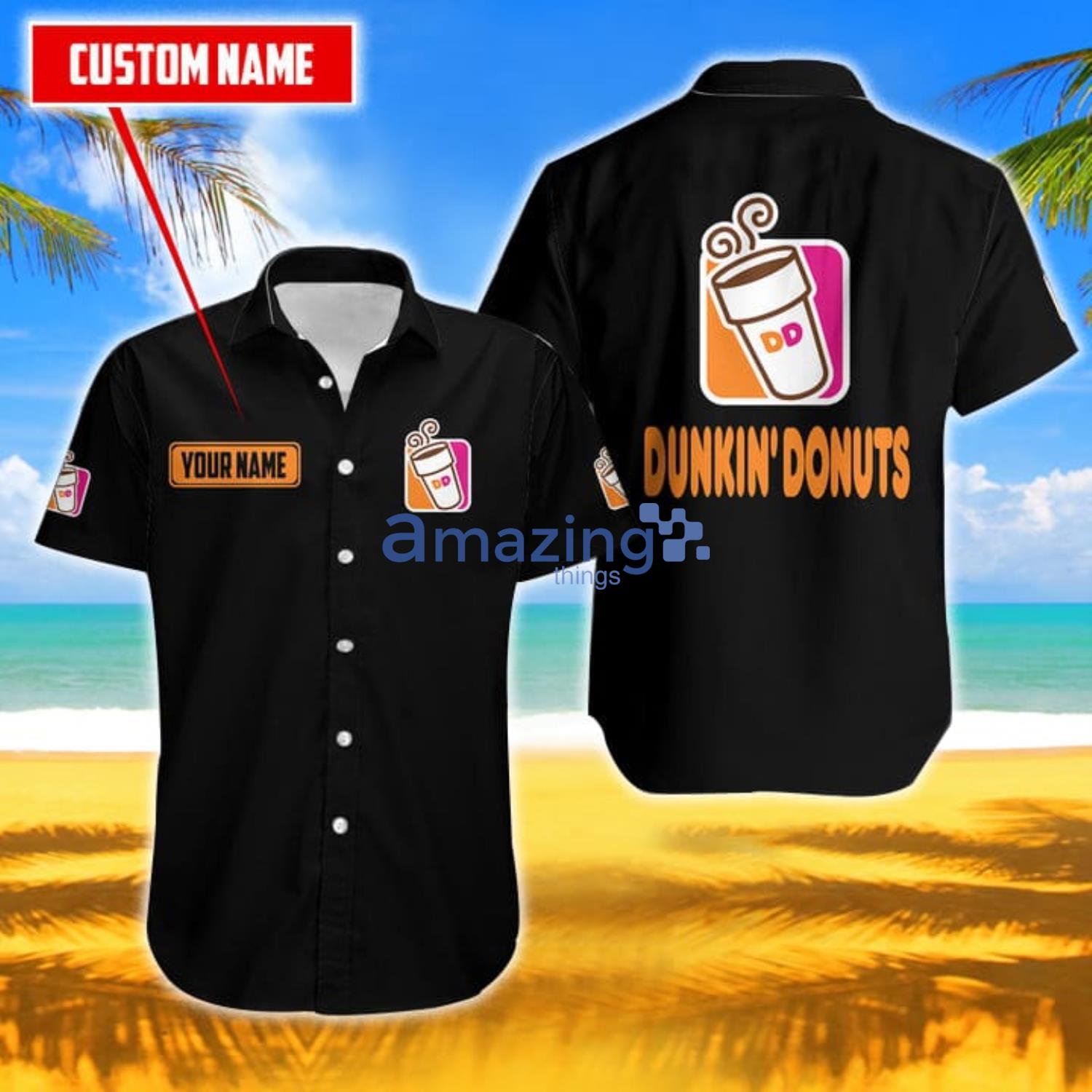 Custom Name Dunkin’ Donuts Short Sleeve Aloha Hawaiian Shirt For Men And Women Product Photo 1