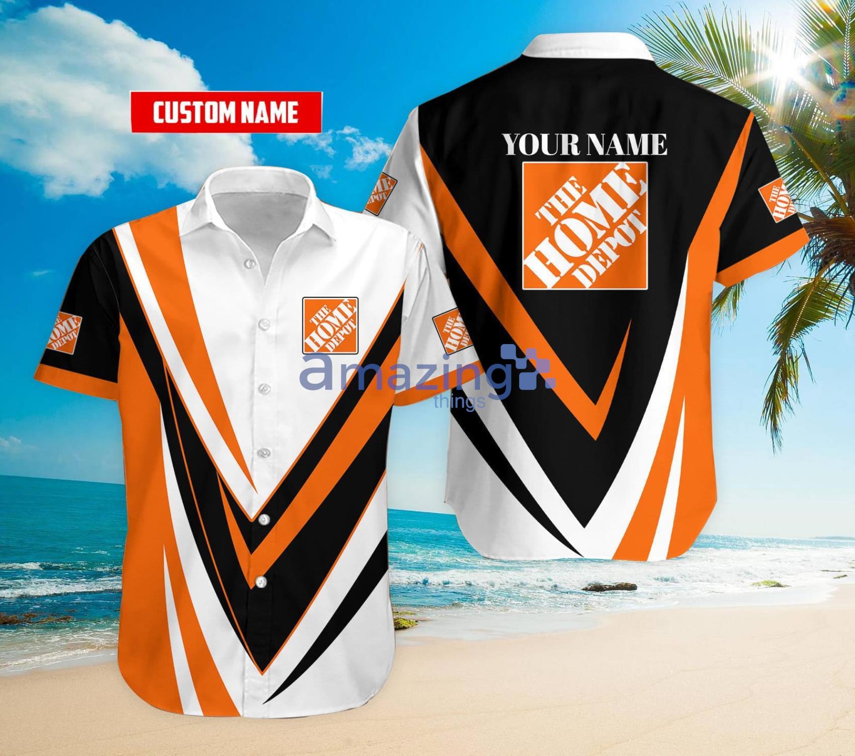 Custom Name Home Depot Hawaiian Shirt Black And White Product Photo 1