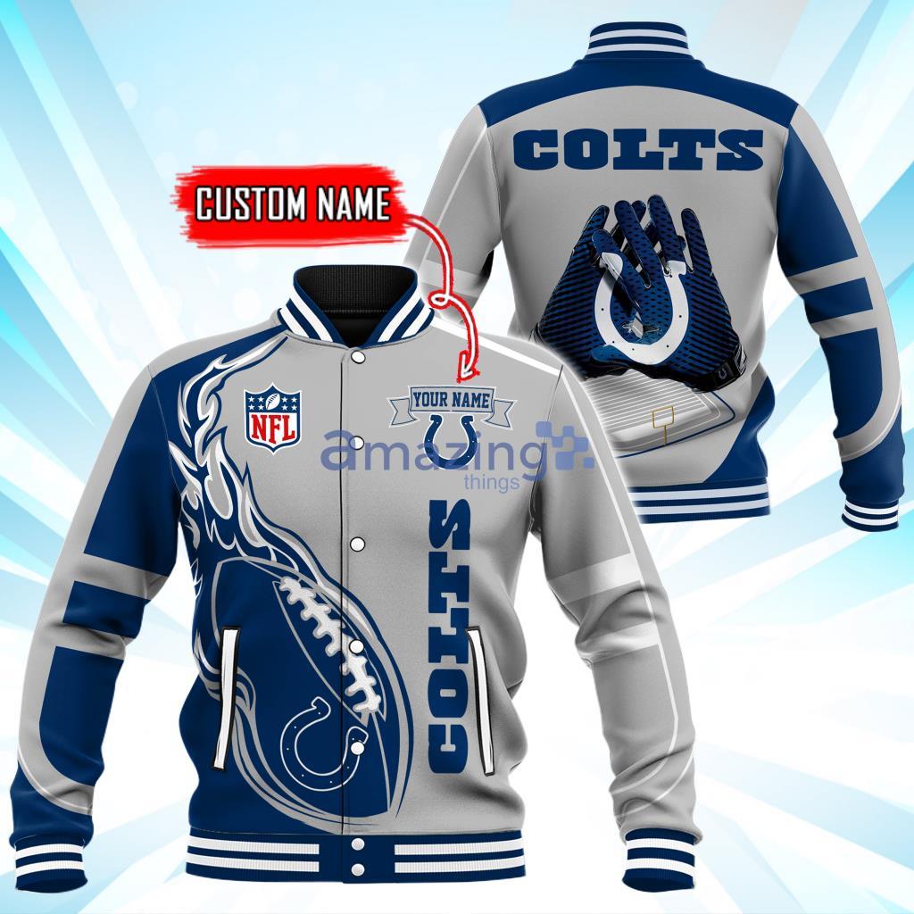 Custom Name Indianapolis Colts NFL Teams Baseball Jacket - Custom Name Indianapolis Colts NFL Teams Baseball Jacket