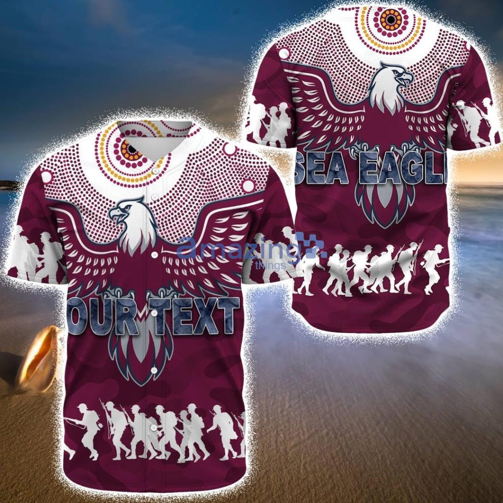 Custom Name Manly-Warringah Sea Eagles Aboriginal Anzac - Rugby Team  Baseball Jerseys Shirt