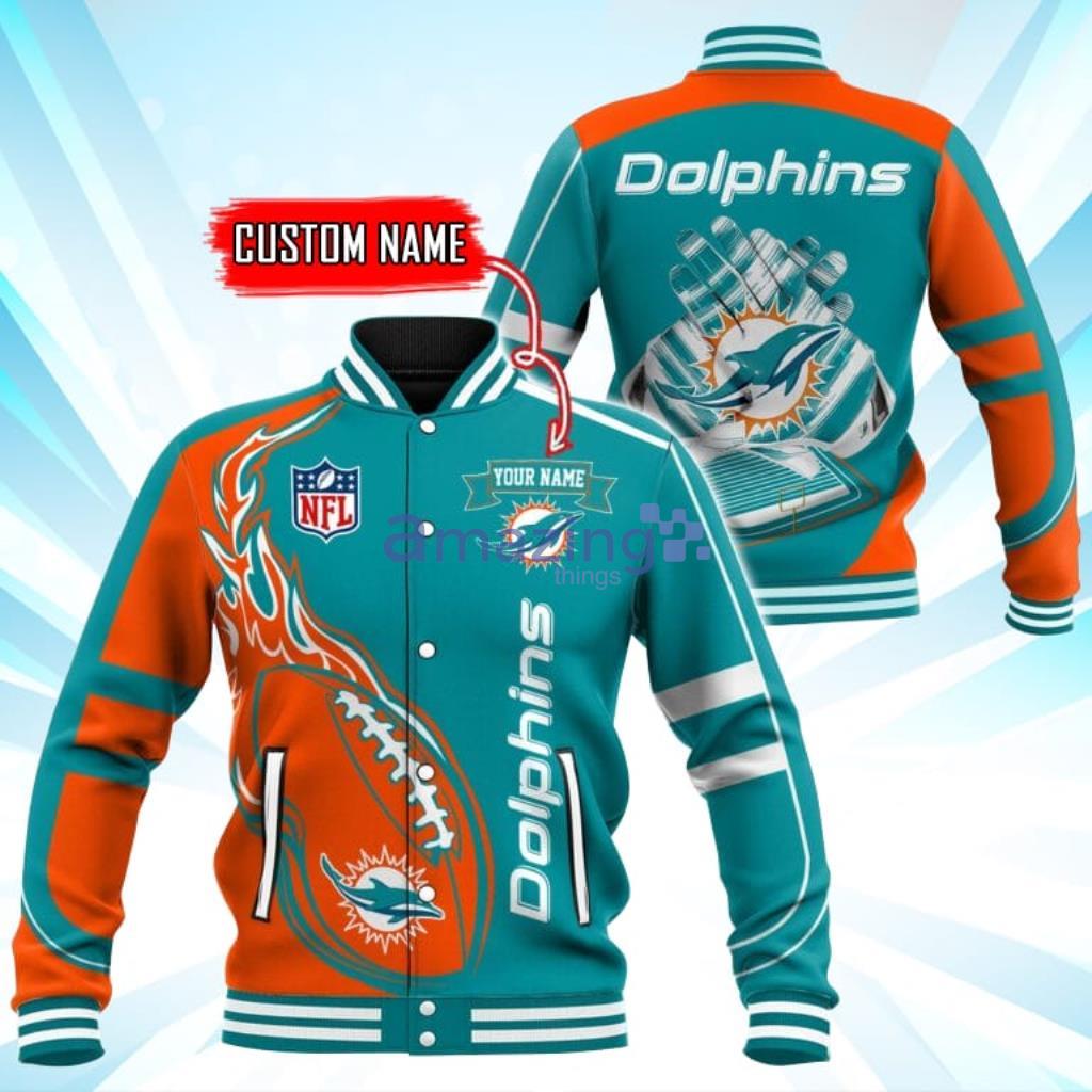 Custom Name Miami Dolphins NFL Teams Baseball Jacket - Custom Name Miami Dolphins NFL Teams Baseball Jacket Custom Name Miami Dolphins NFL Teams Baseball Jacket - Custom Name Miami Dolphins NFL Teams Baseball Jacket