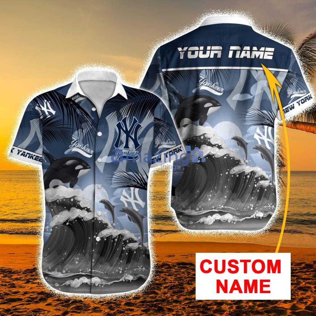 Custom Name MLB New York Yankees Special Hawaiian Design Button