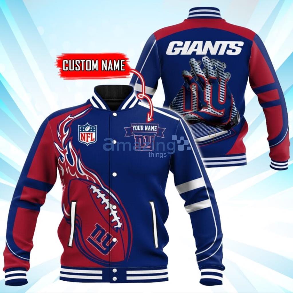 Custom Name New York Giants NFL Teams Baseball Jacket - Custom Name New York Giants NFL Teams Baseball Jacket