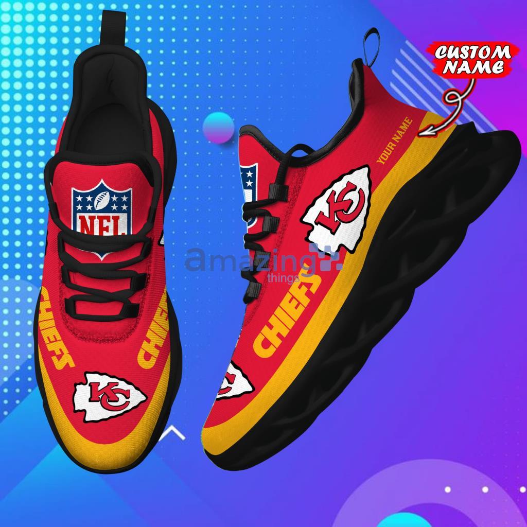 NFL Kansas City Chiefs Custom Name Red Black Max Soul Shoes V2