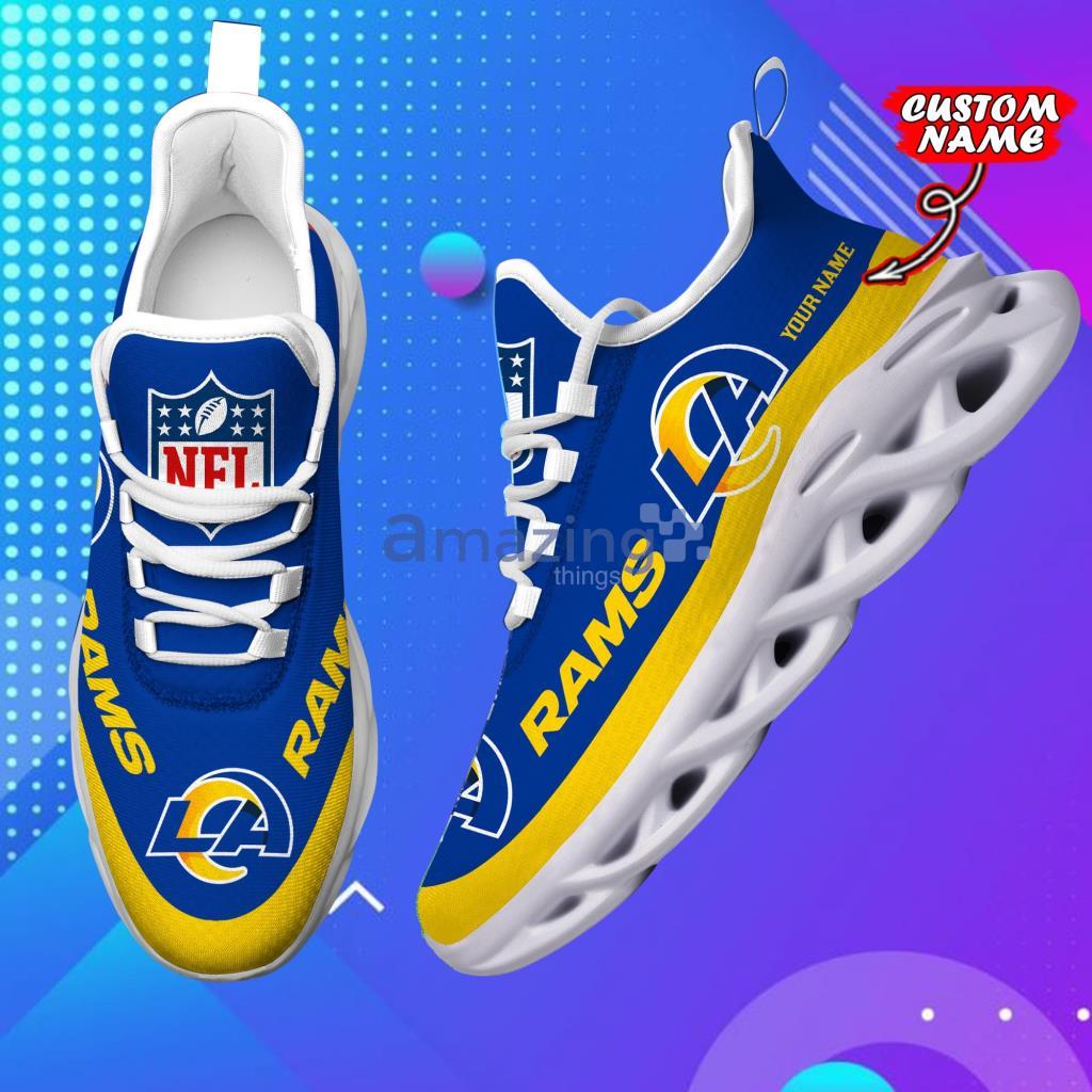 Personalize NFL Los Angeles Rams Blue Golden Max Soul Running Shoes -  T-shirts Low Price