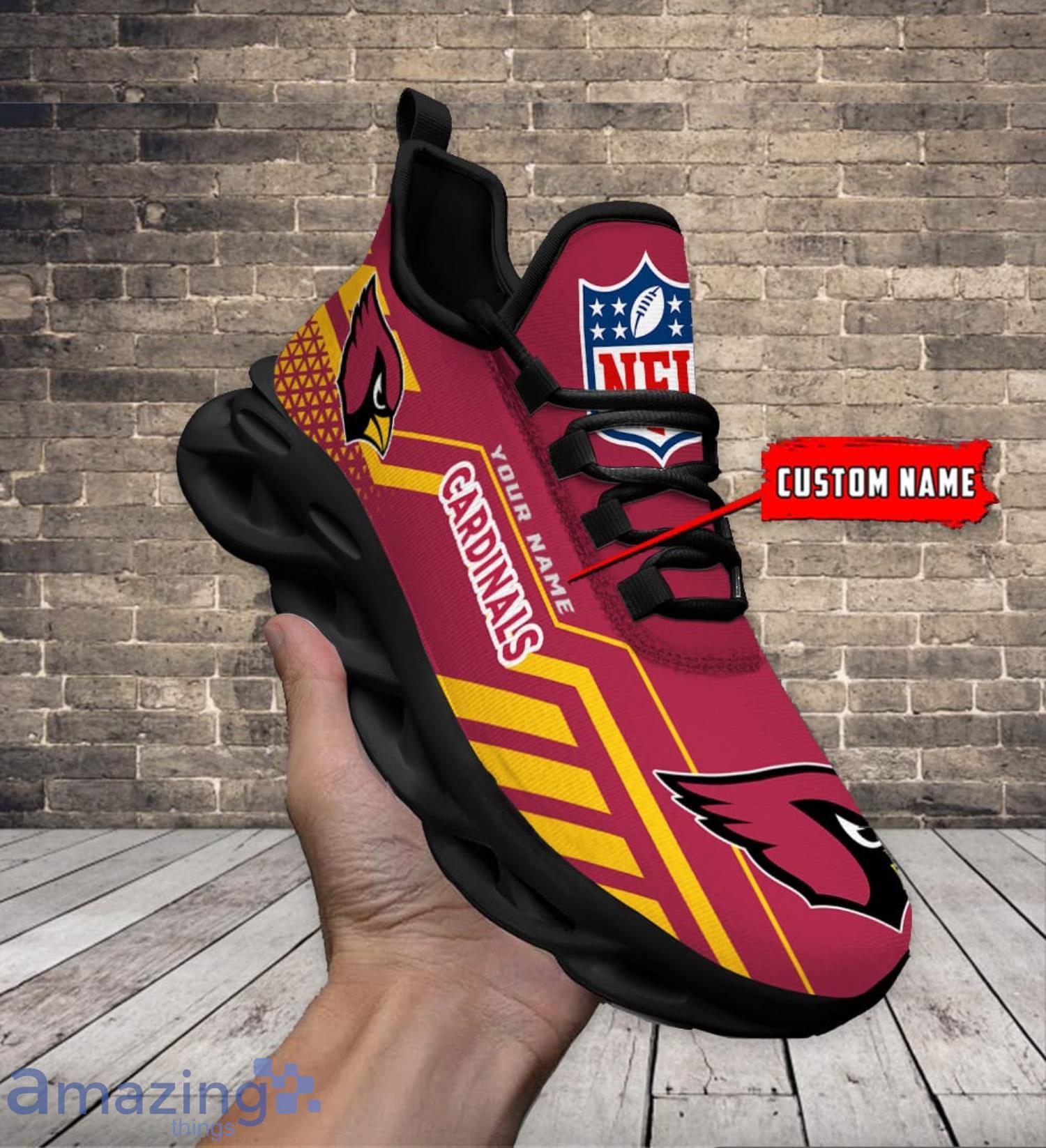 Arizona Cardinals 3D Air Cushion Sports Shoes Custom Name For Fans NFL