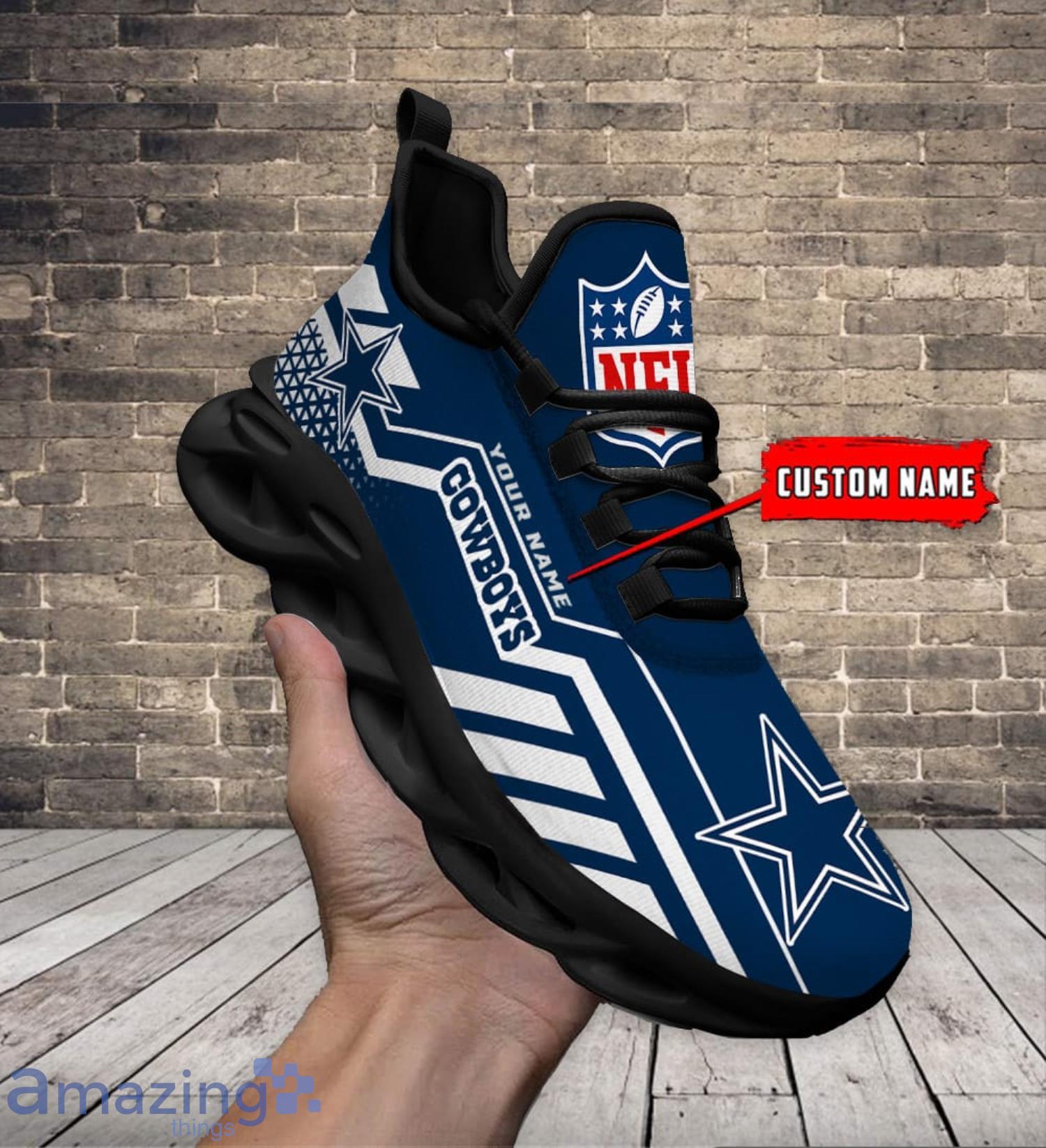 Custom Name NFL Running Sneakers Dallas Cowboys Max Soul Shoes Product Photo 1