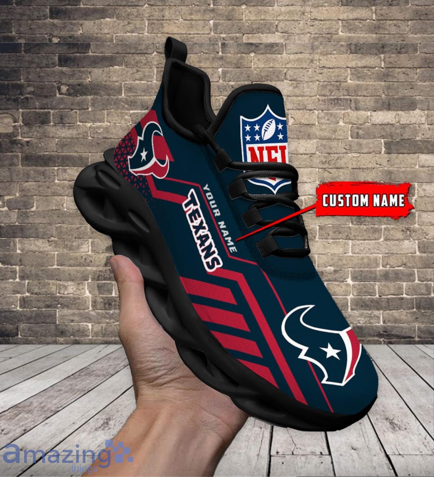 Custom Name NFL Running Sneakers Houston Texans Max Soul Shoes Product Photo 1