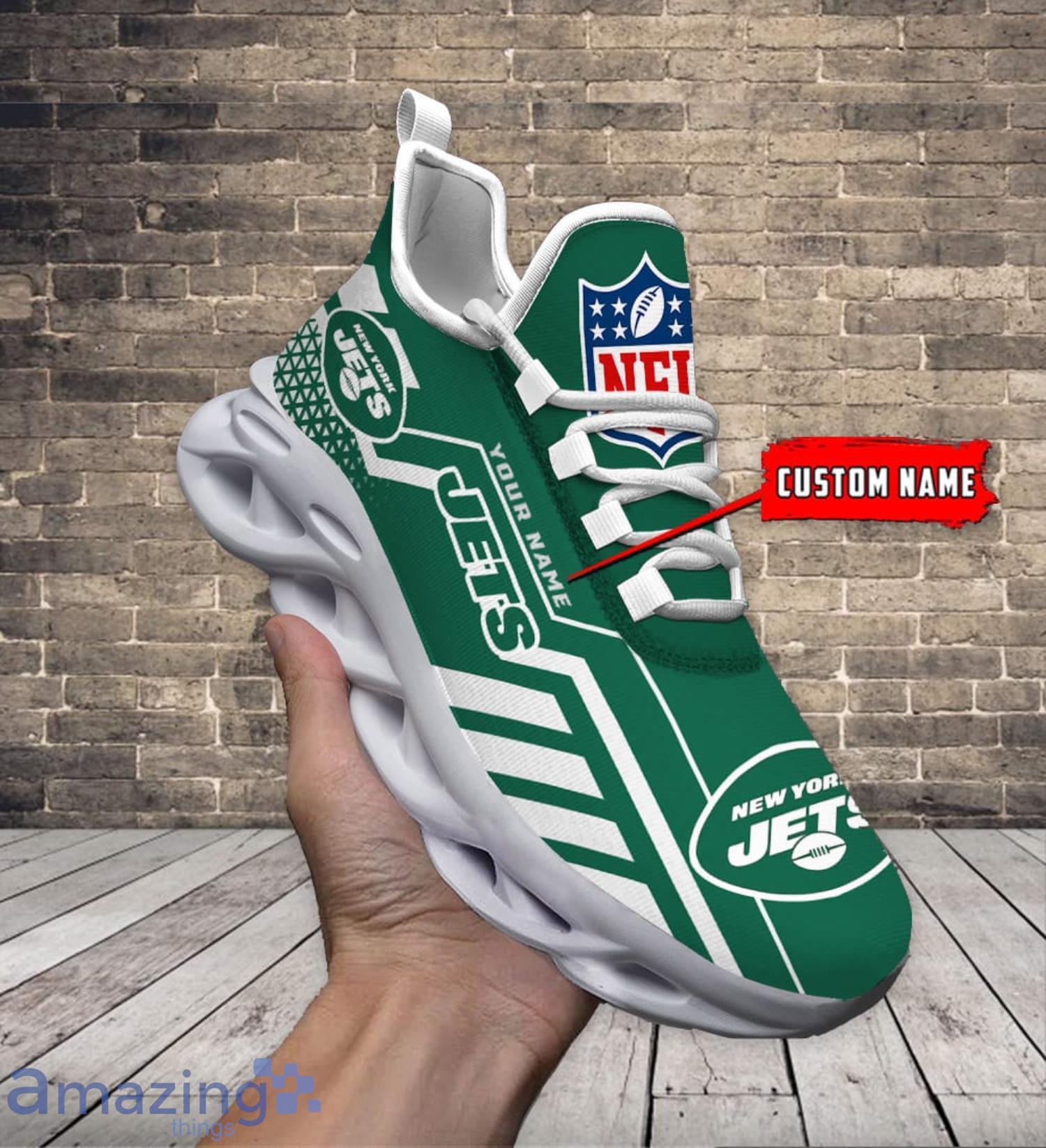 NFL New York Jets Green Black Max Sole Sneakers Shoes - T-shirts