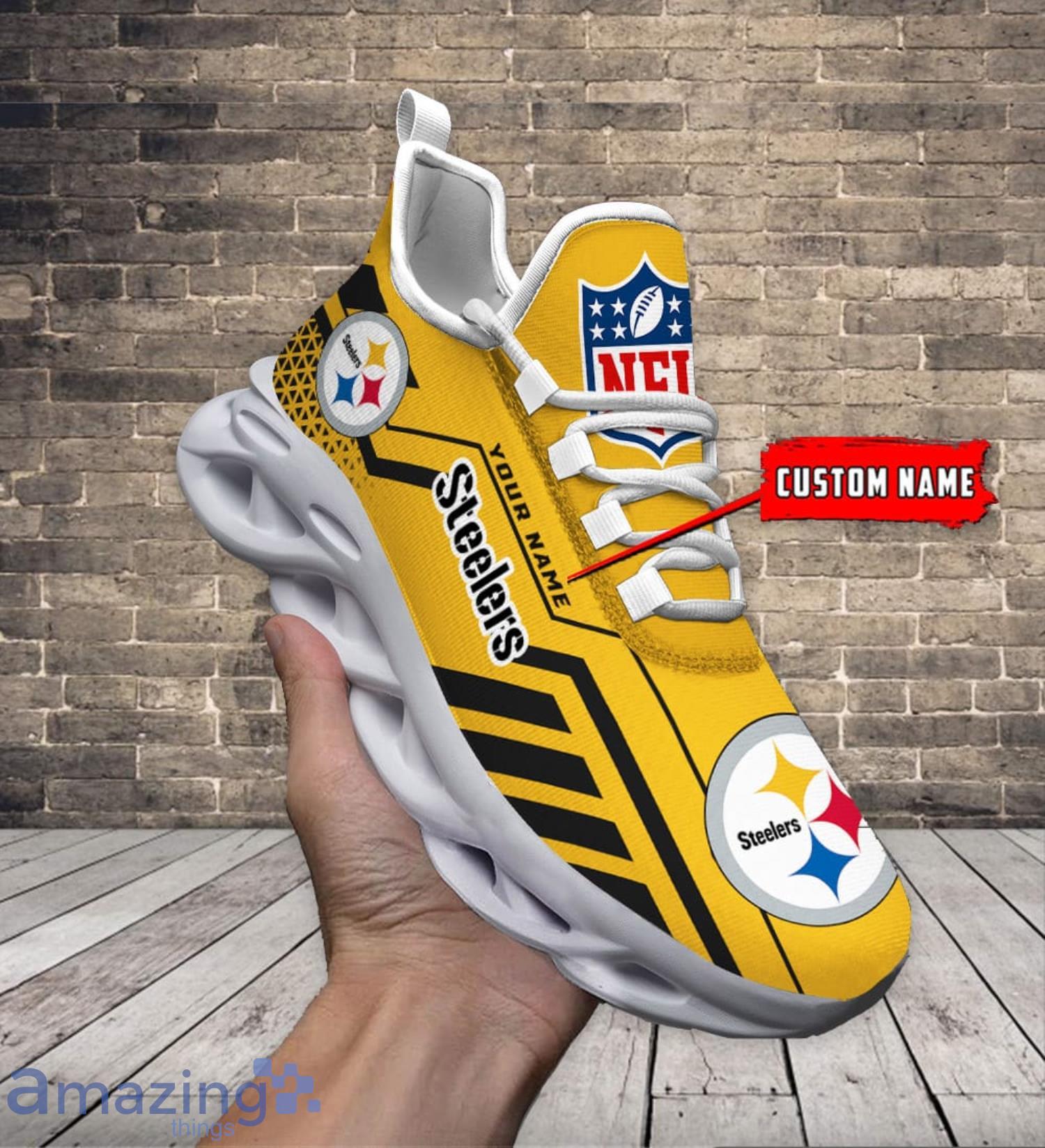 Personalize NFL Pittsburgh Steelers Golden Max Soul Shoes Running