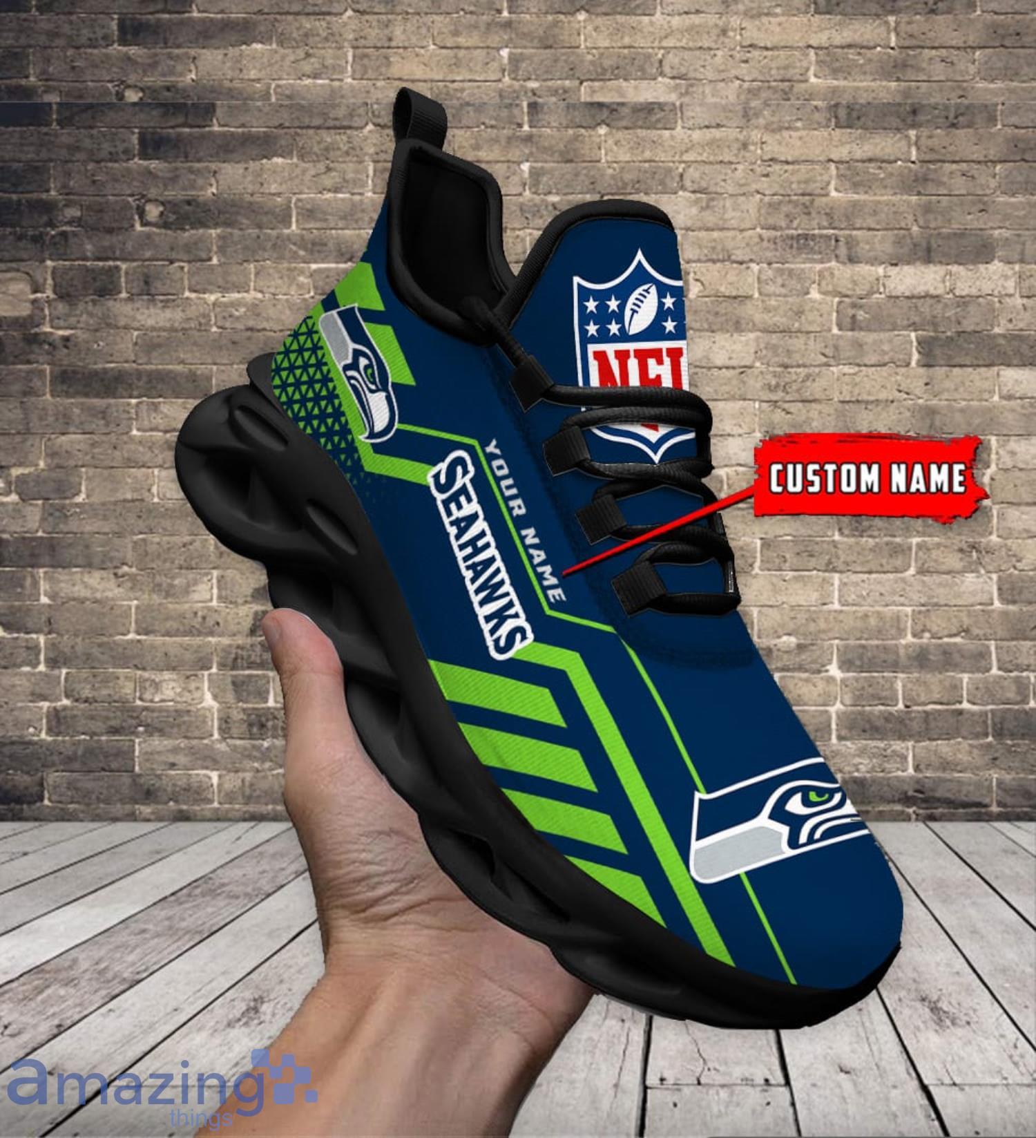 Custom Name NFL Running Sneakers Seattle Seahawks Max Soul Shoes