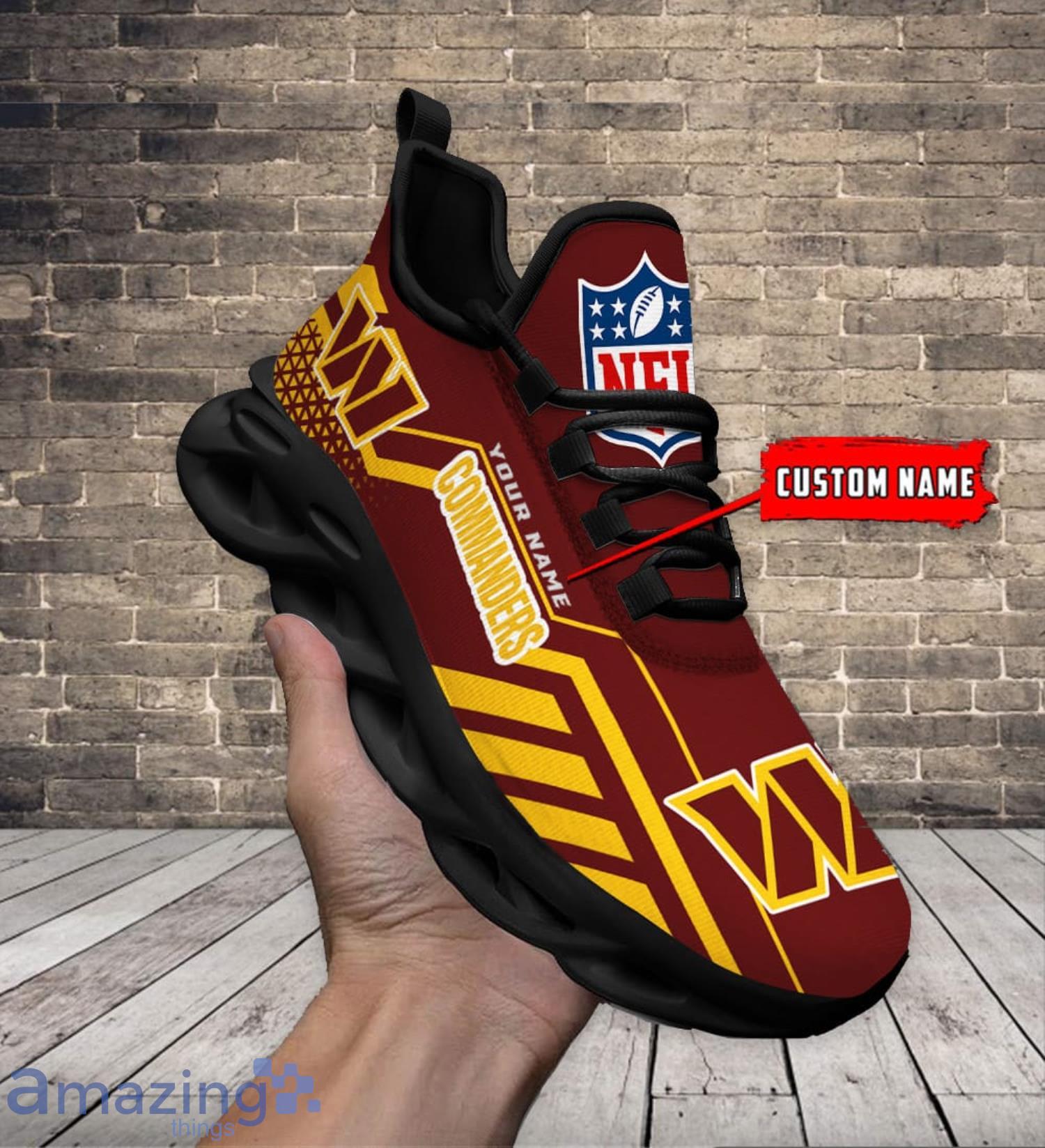Custom Name NFL Running Sneakers Washington Football Max Soul Shoes Product Photo 1