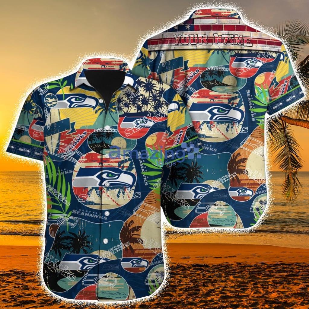 Seattle seahawks Custom Name NFL Hawaiian Shirt And Shorts Gift