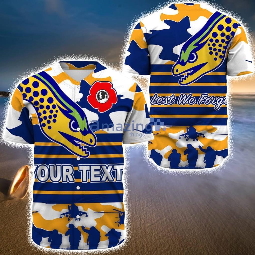 Custom Name Parramatta Eels Anzac Day & Camouflag - Rugby Team Baseball Jerseys Shirt - Custom Name Parramatta Eels Anzac Day & Camouflag - Rugby Team Baseball Jerseys Shirt