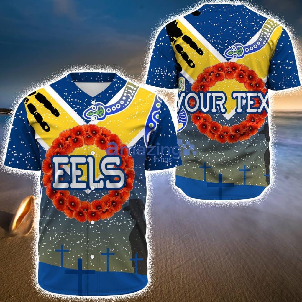 Custom Name Parramatta Eels Anzac Day, Poppy - Rugby Team Baseball Jerseys Shirt - Custom Name Parramatta Eels Anzac Day, Poppy - Rugby Team Baseball Jerseys Shirt