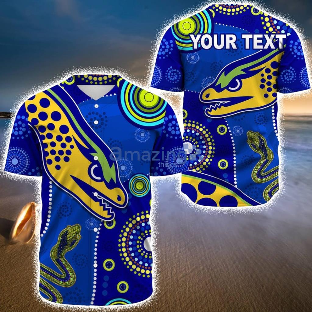 Custom Name Parramatta Eels Indigenous Special Blue Version - Rugby Team Baseball Jerseys Shirt - Custom Name Parramatta Eels Indigenous Special Blue Version - Rugby Team Baseball Jerseys Shirt