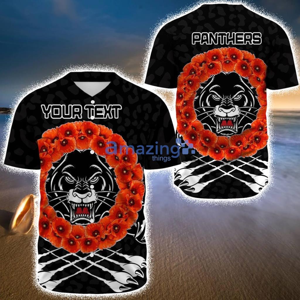Custom Name Penrith Panthers Poppy - Lest We Forget - Rugby Team Baseball Jerseys Shirt - Custom Name Penrith Panthers Poppy - Lest We Forget - Rugby Team Baseball Jerseys Shirt
