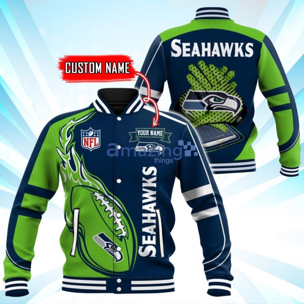 Custom Name Seattle Seahawks NFL Teams Baseball Jacket - Custom Name Seattle Seahawks NFL Teams Baseball Jacket