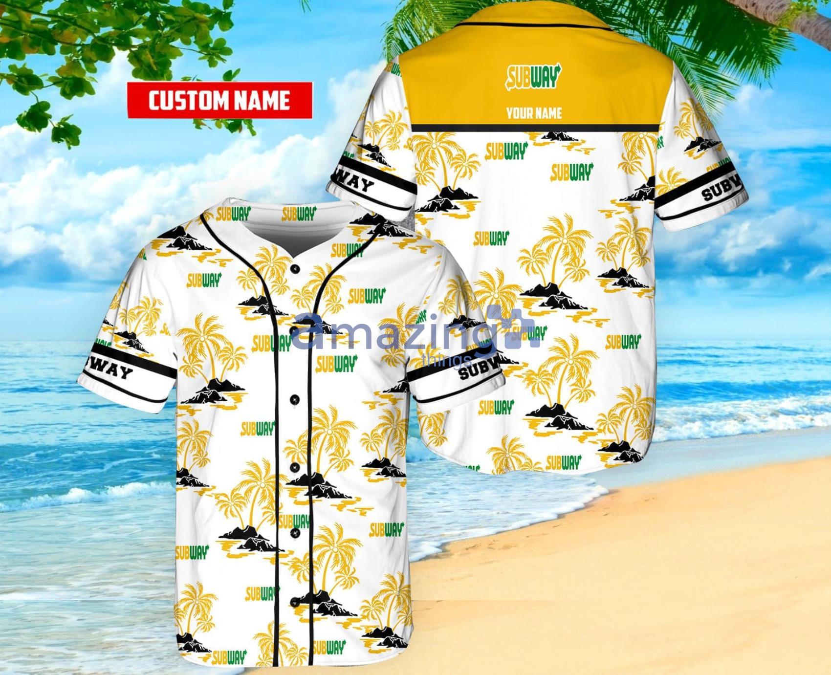 Custom Name Subway Coconut Pattern Aloha Baseball Jersey Shirt Product Photo 1