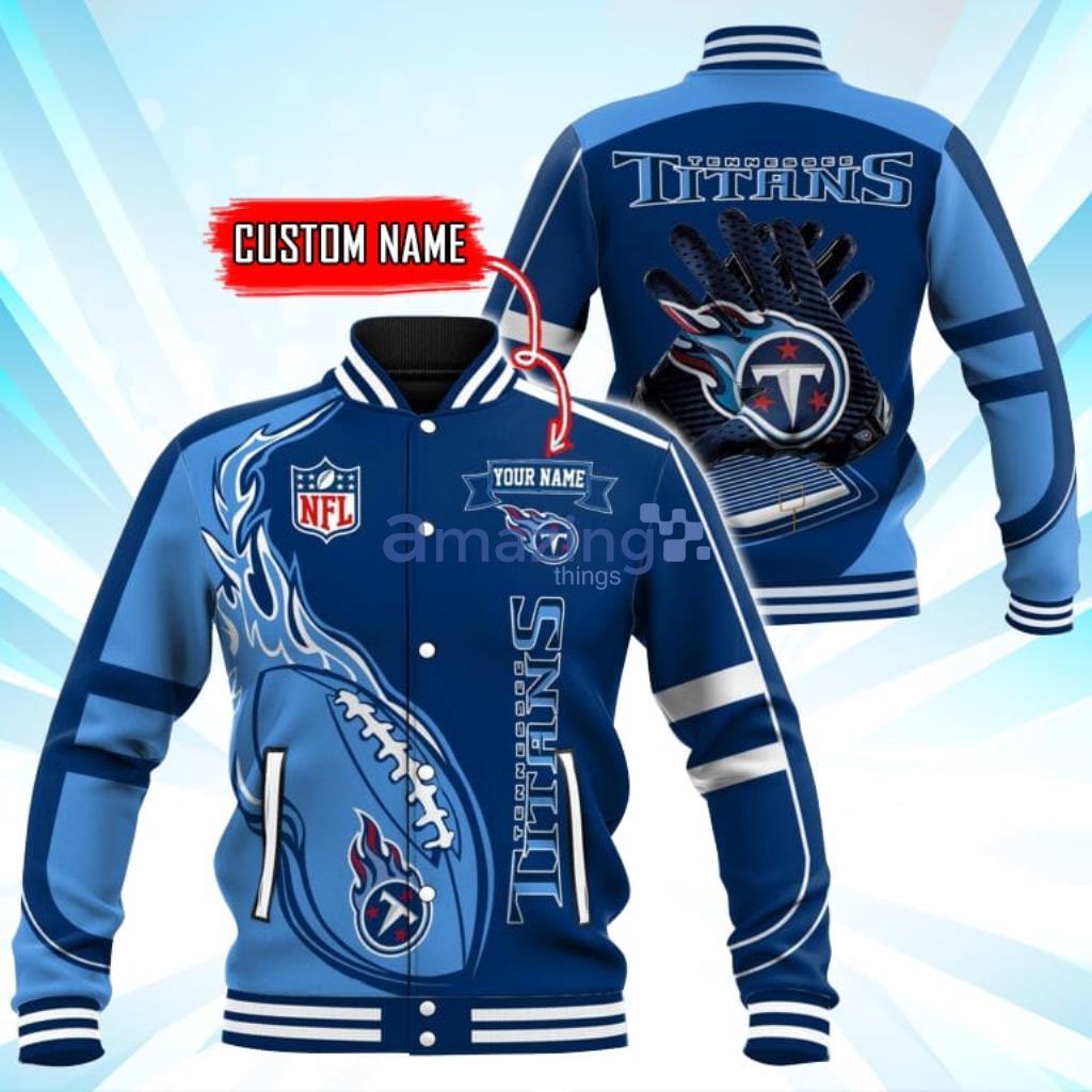 Custom Name Tennessee Titans NFL Teams Baseball Jacket - Custom Name Tennessee Titans NFL Teams Baseball Jacket