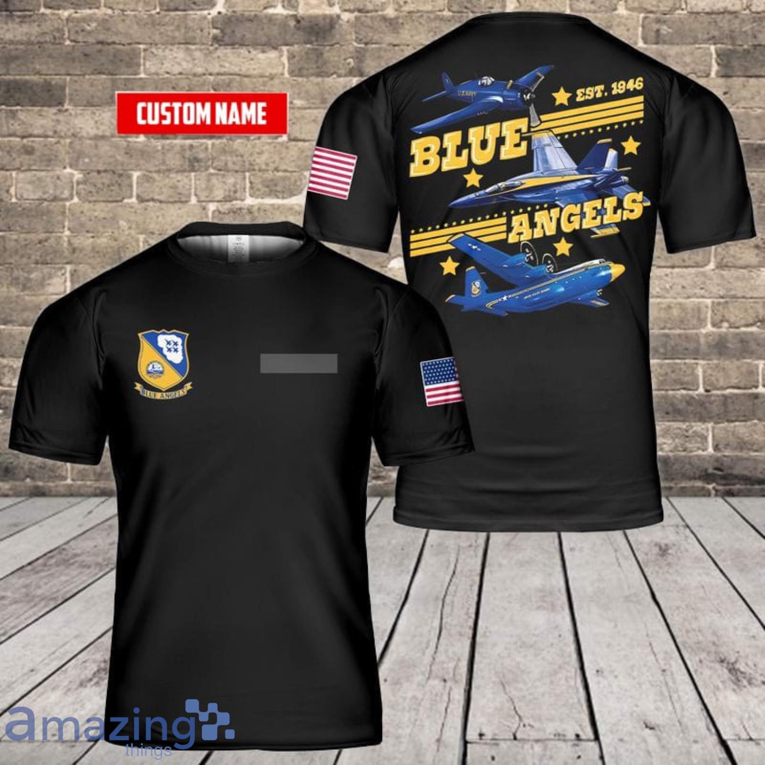 Custom Name US Navy Blue Angels Black 3D T-Shirt For Fans Product Photo 1 Custom Name US Navy Blue Angels Black 3D T-Shirt For Fans Product Photo 1