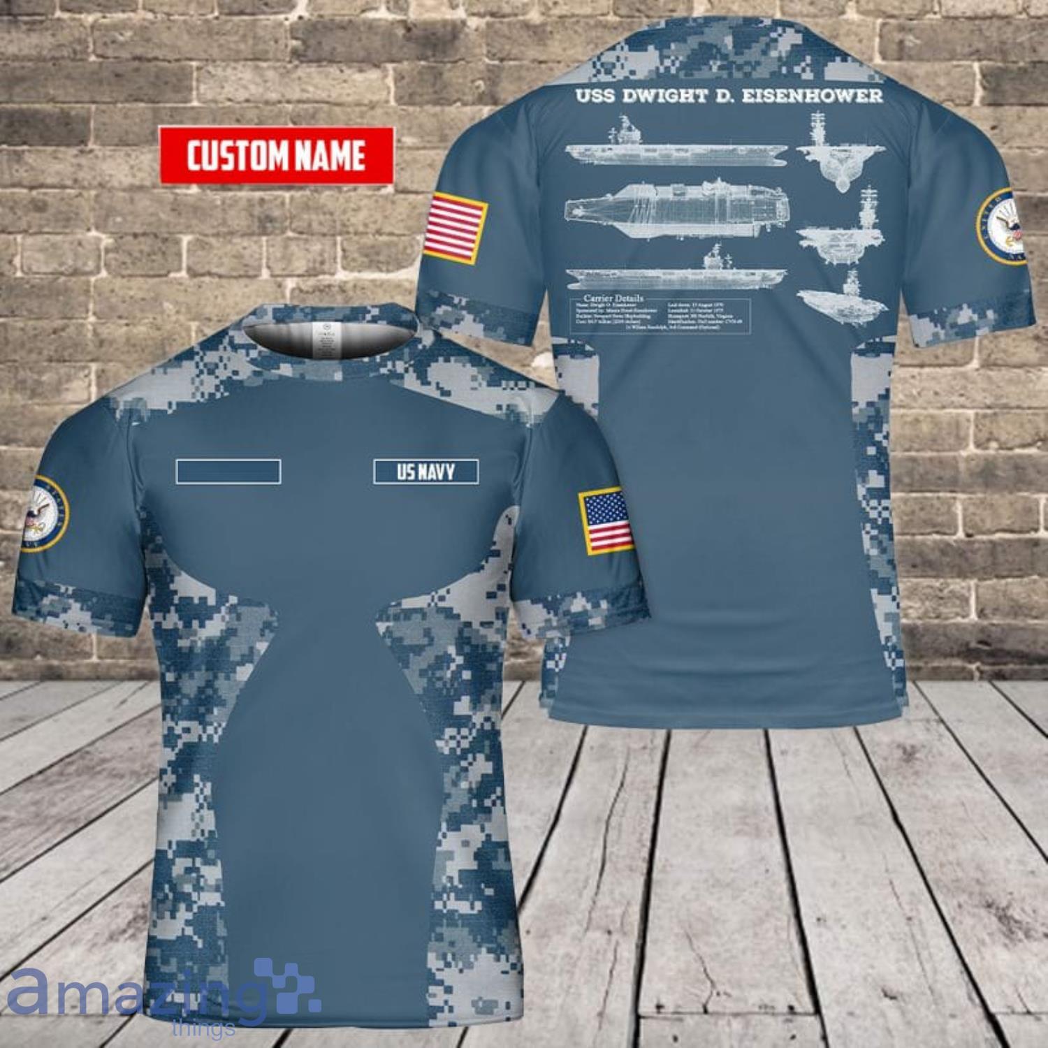 Custom Name US Navy USS Dwight D. Eisenhower (CVN-69) 3D T-Shirt For Fans Product Photo 1 Custom Name US Navy USS Dwight D. Eisenhower (CVN-69) 3D T-Shirt For Fans Product Photo 1