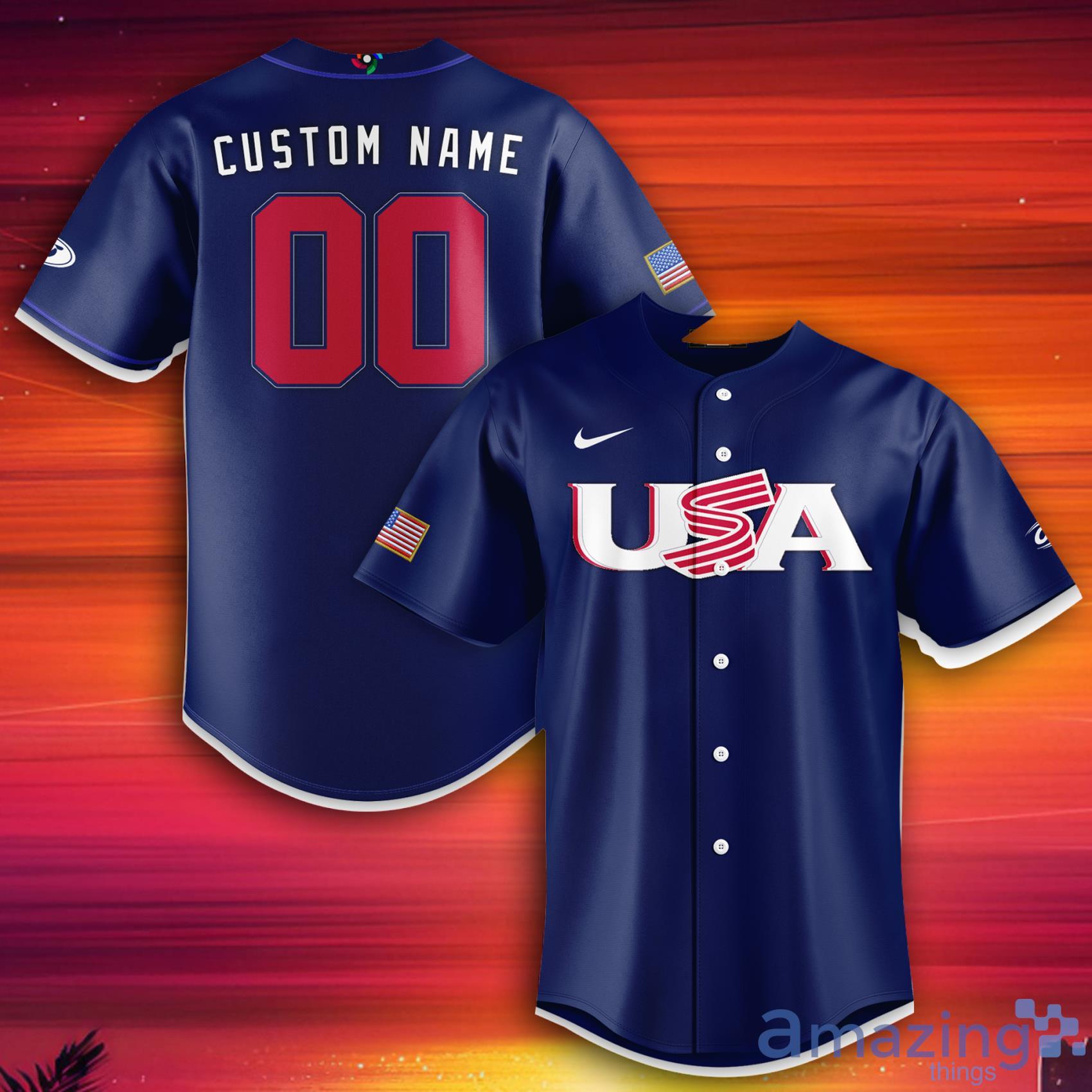 Custom Red USA Baseball Jersey