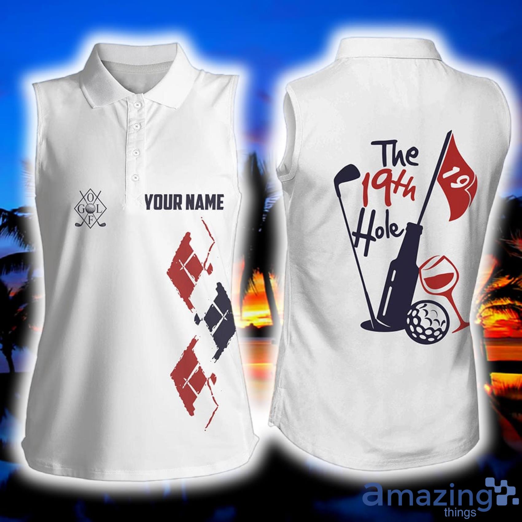 Custom Name Vintage Golf And Wine The 19th Hole Golf Clubs Team Polo Shirts Product Photo 1