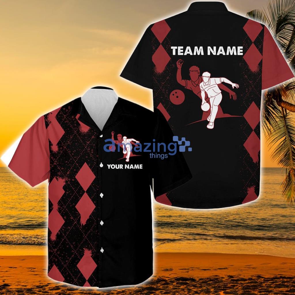 Custom Personalized Name Red&black Bowler Team Jersey For Bowling Love Hawaiian Shirt - Custom Personalized Name Red&black Bowler Team Jersey For Bowling Love Hawaiian Shirt