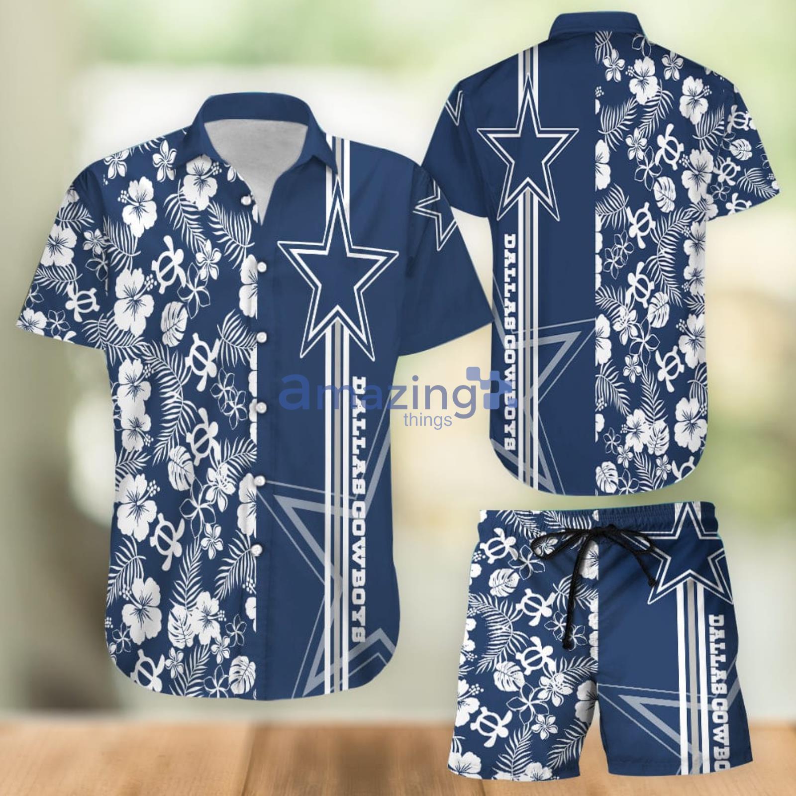 Dallas Cowboys Aloha Flower Combo Hawaiian Shirt And Shorts Gift For Summer Vacation Product Photo 1